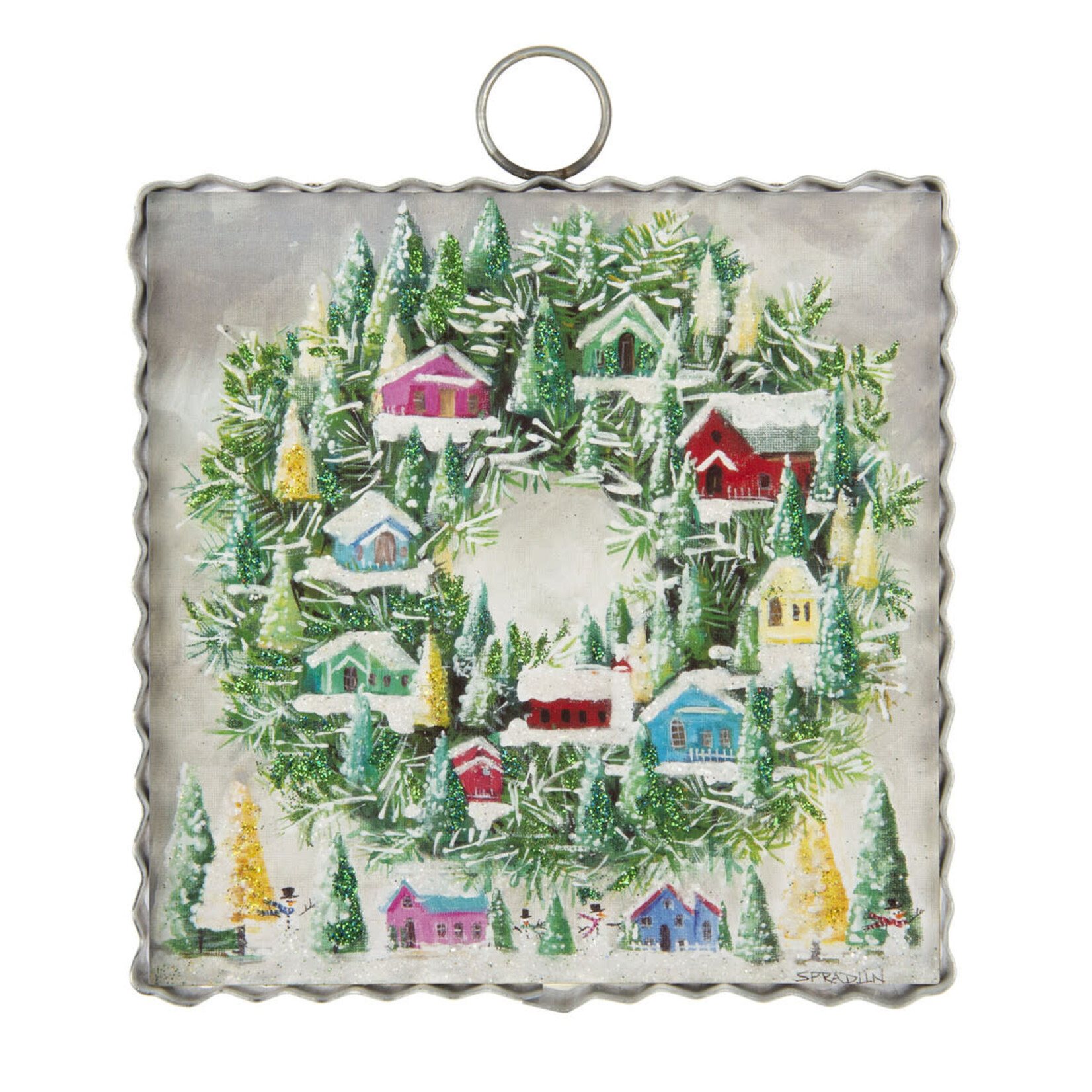 the round top collection vintage house wreath charm