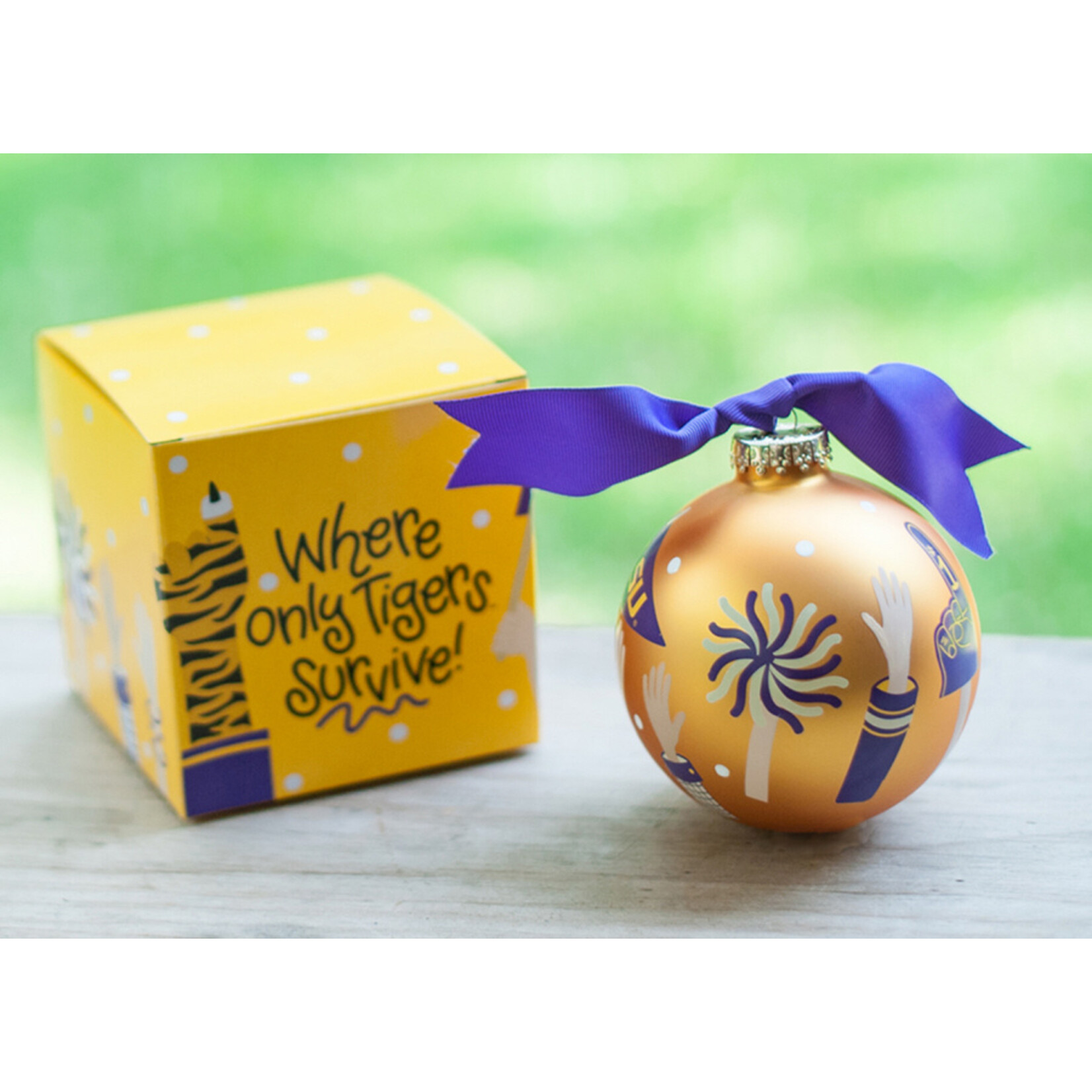 coton colors lsu crowd cheer glass ornament