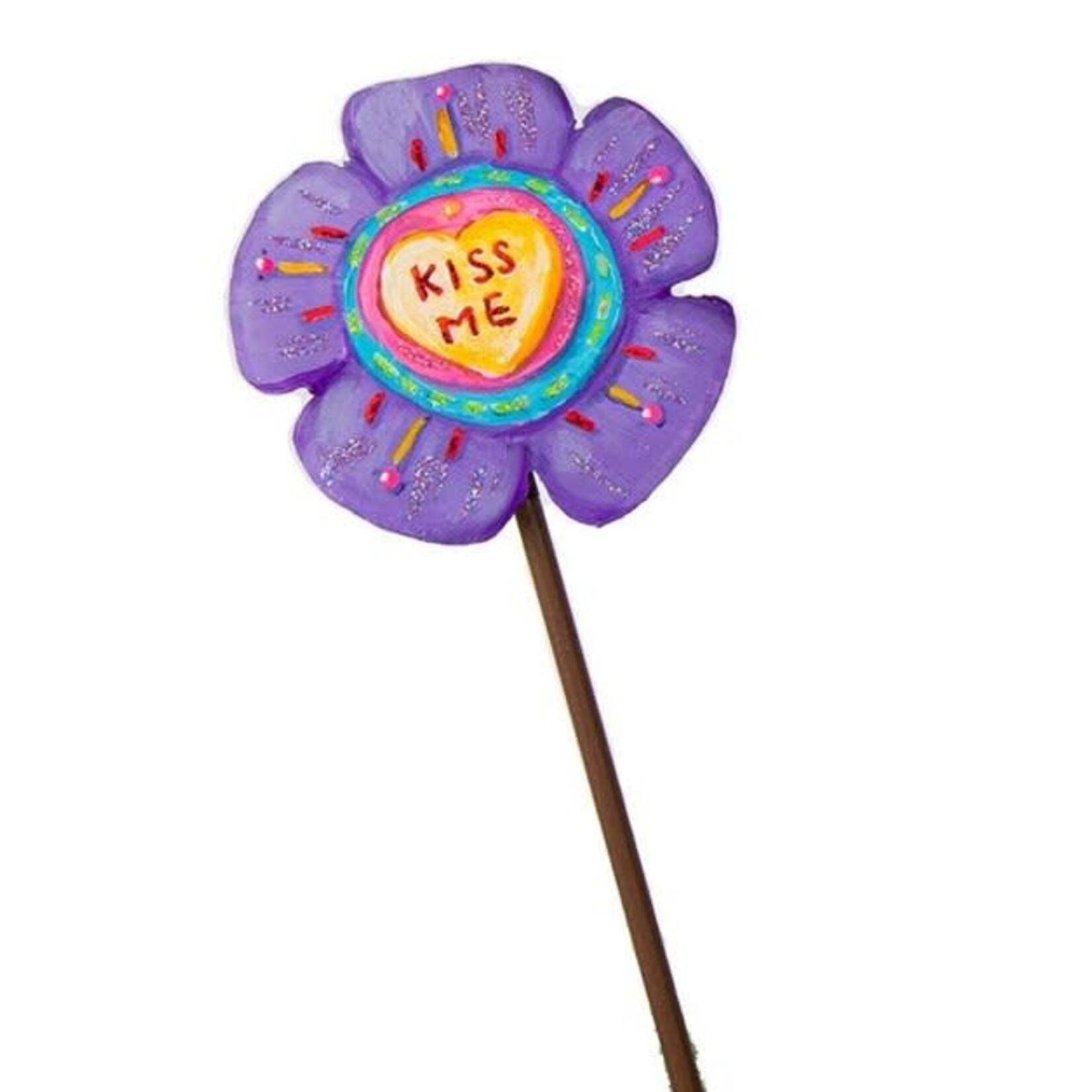 the round top collection kiss me heartfelt flower stake