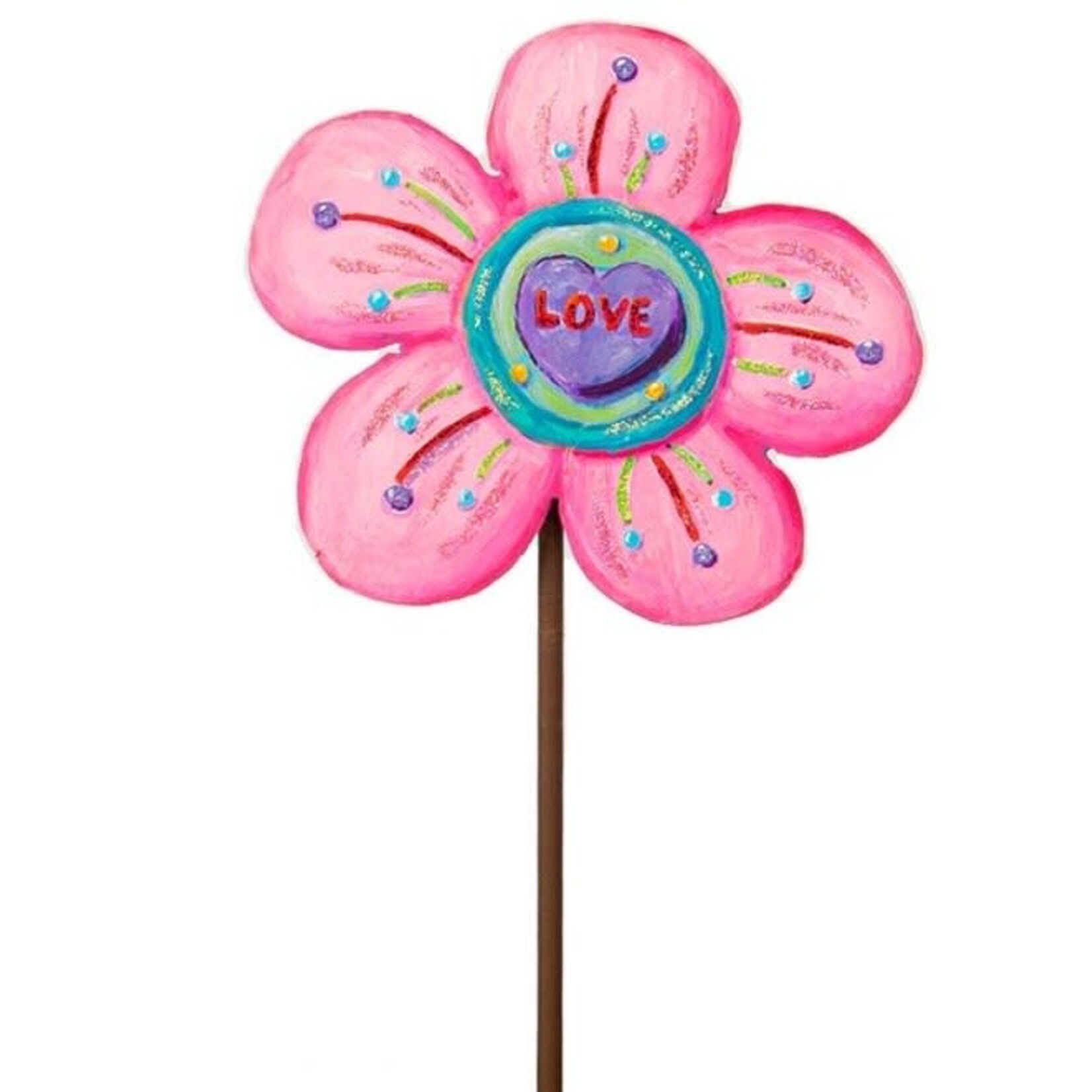 the round top collection love heartfelt flower stake