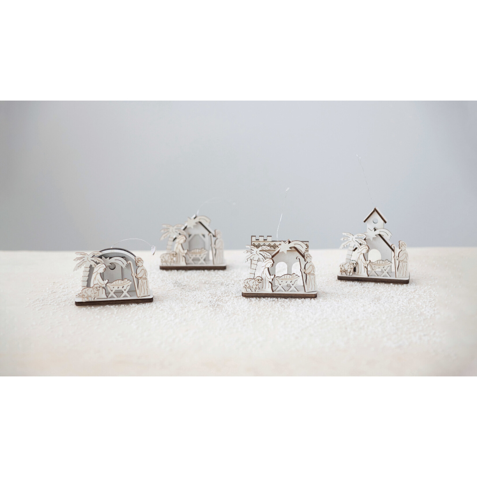m. lynne designs wood laser nativity ornament