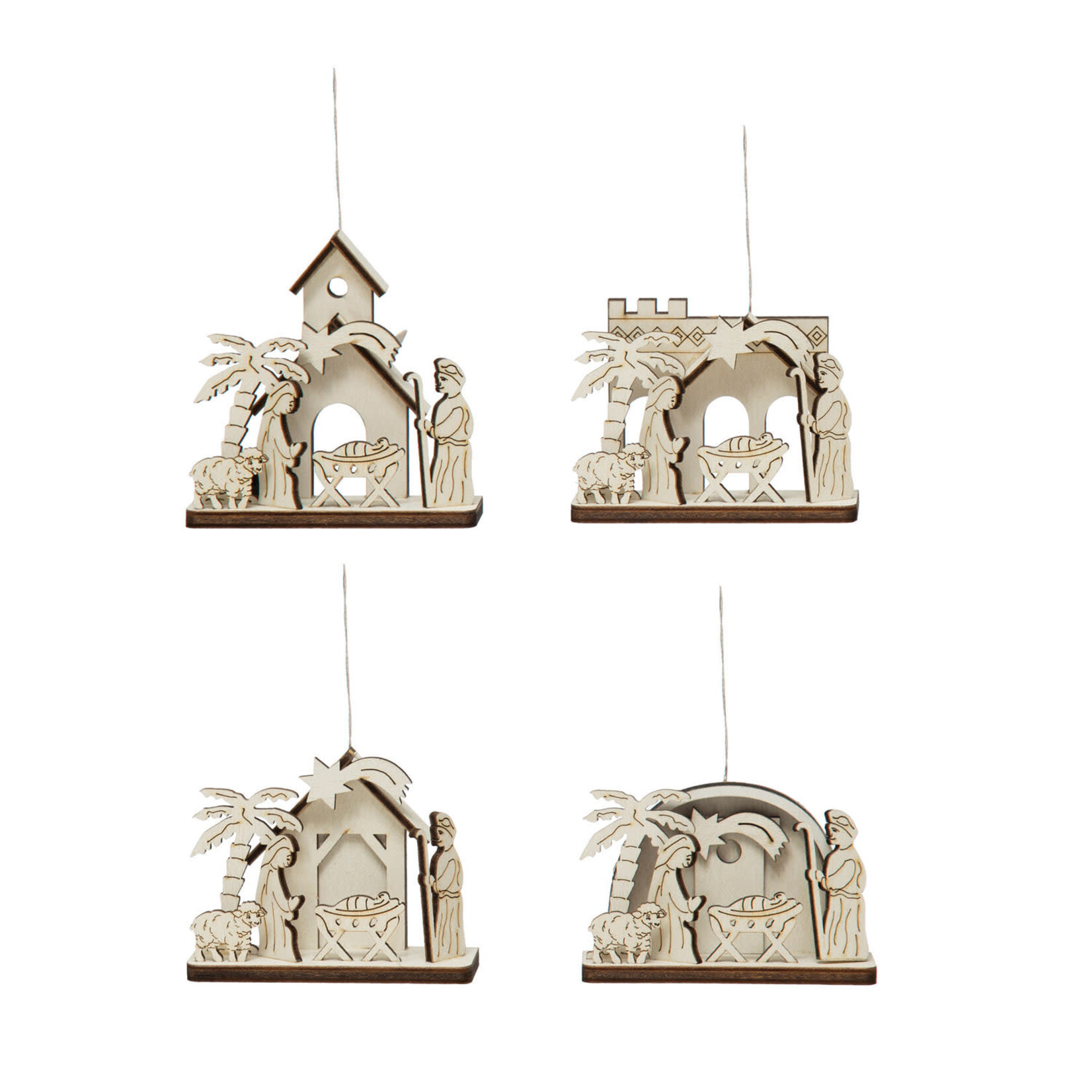 m. lynne designs wood laser nativity ornament
