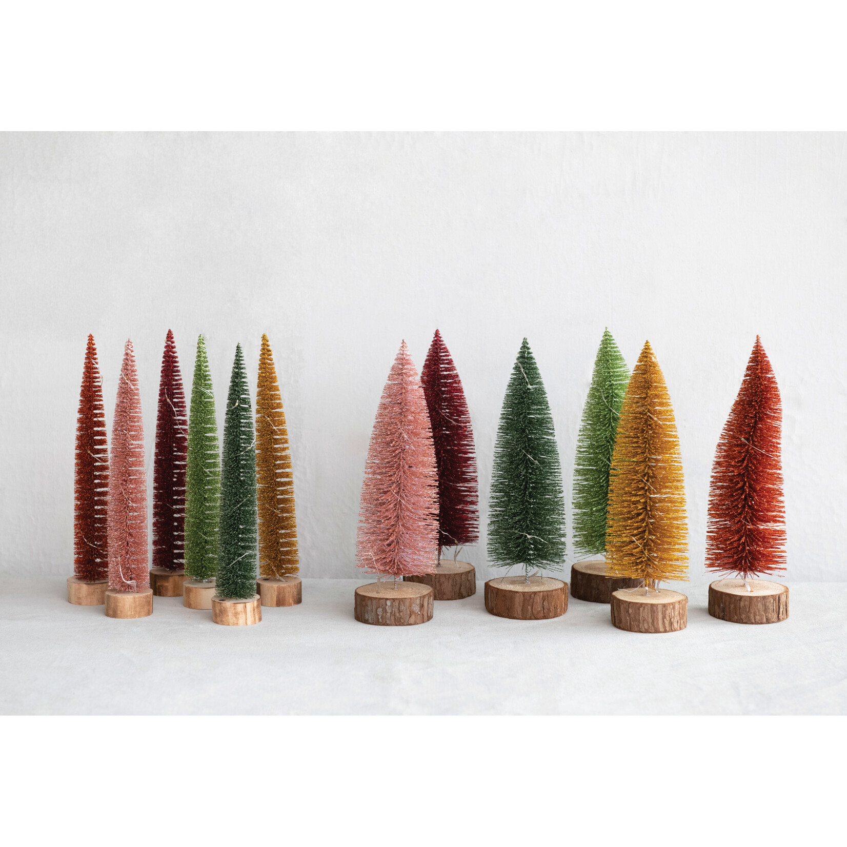 m. lynne designs bottlebrush tree with LED on wood base