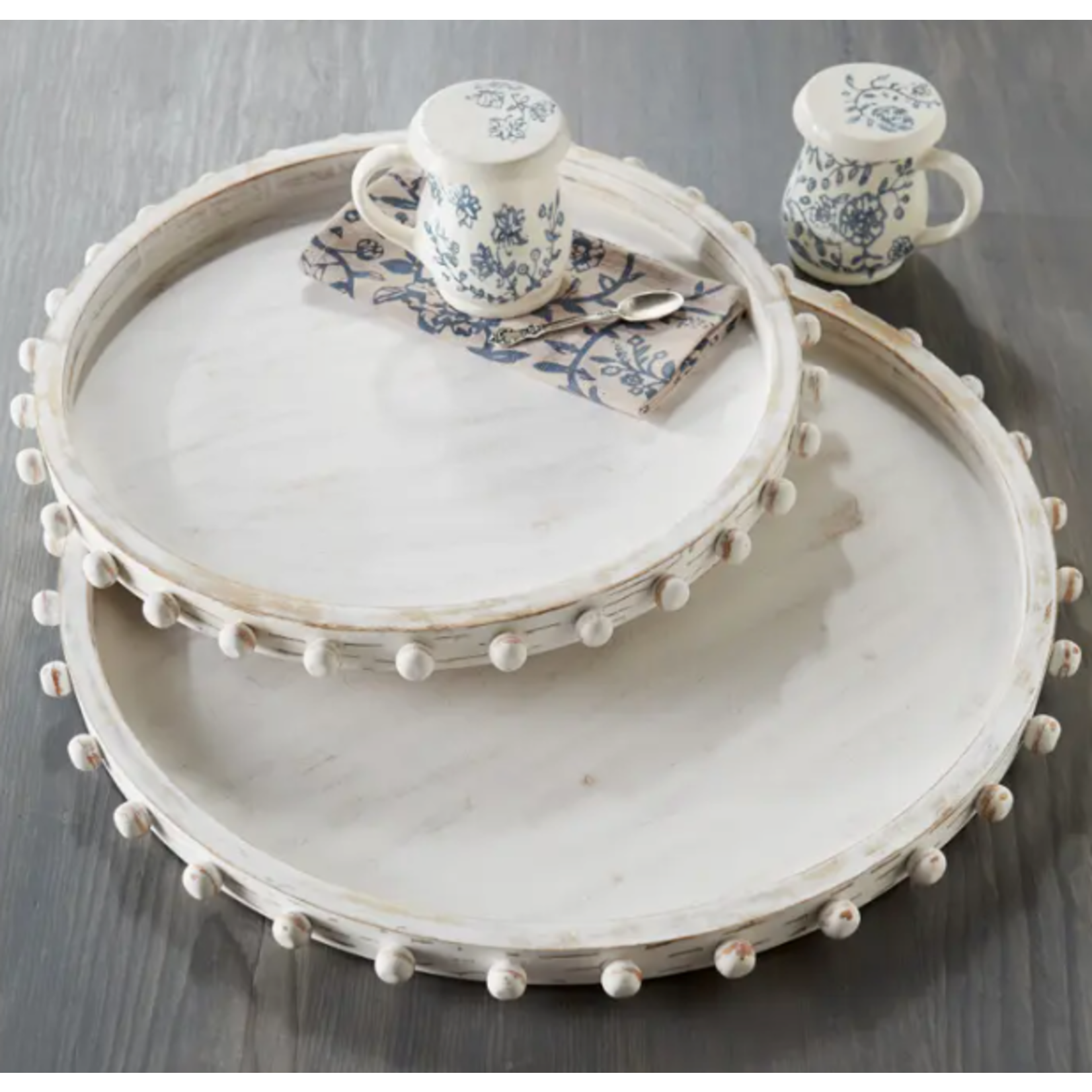 m. lynne designs beaded wood tray