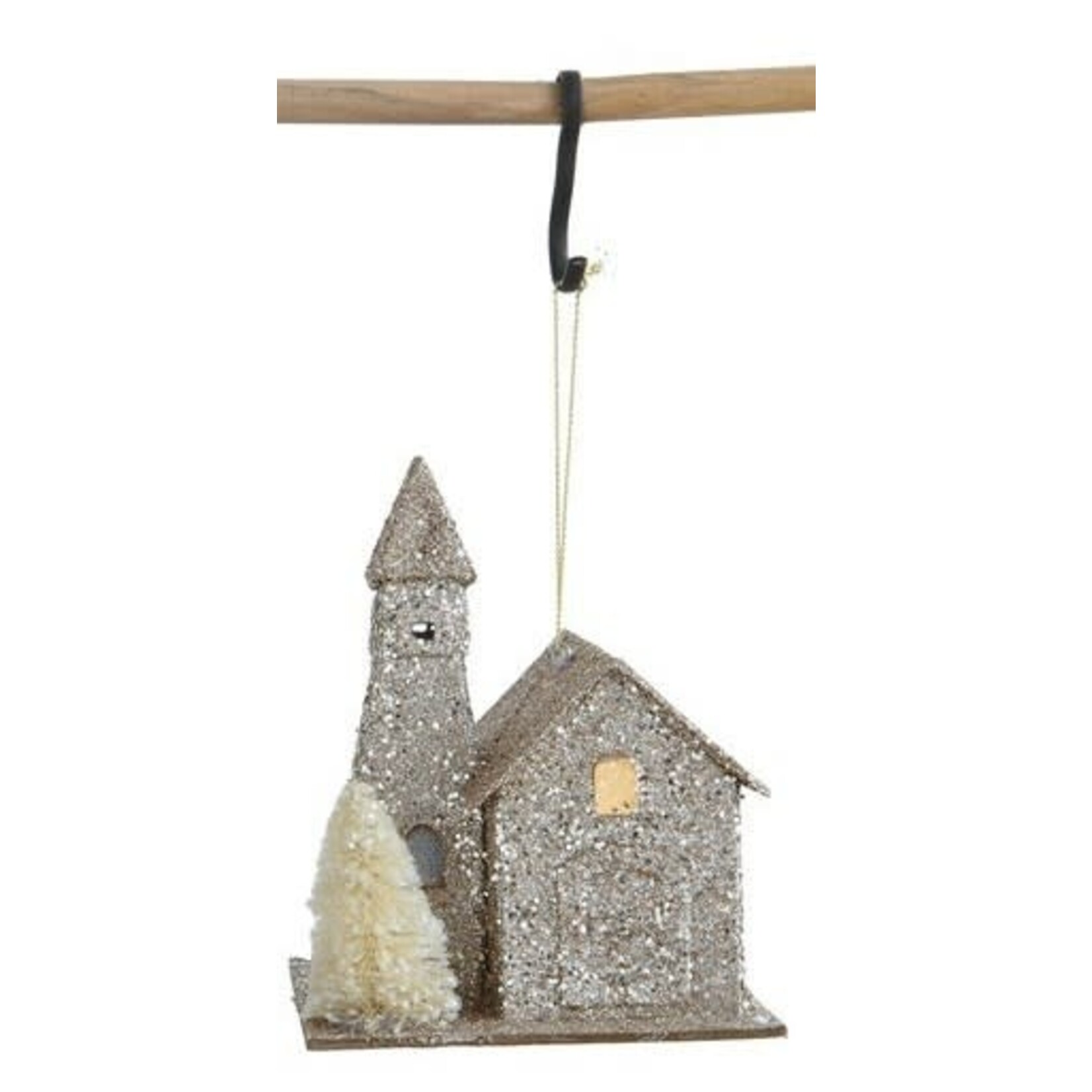 m. lynne designs paper silver glitter house ornament