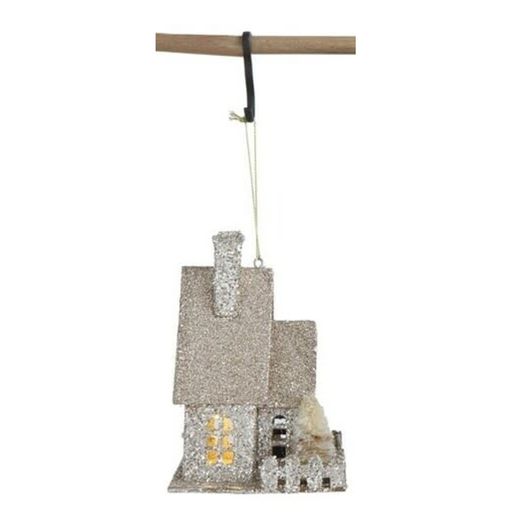 m. lynne designs paper silver glitter house ornament