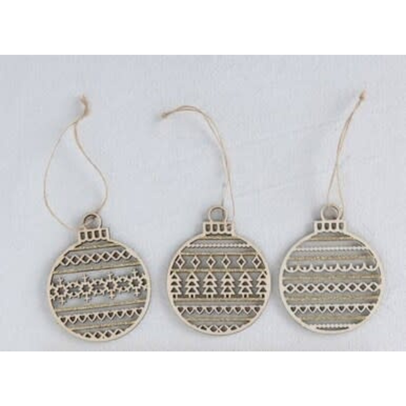 m. lynne designs round laser cut wood ornament