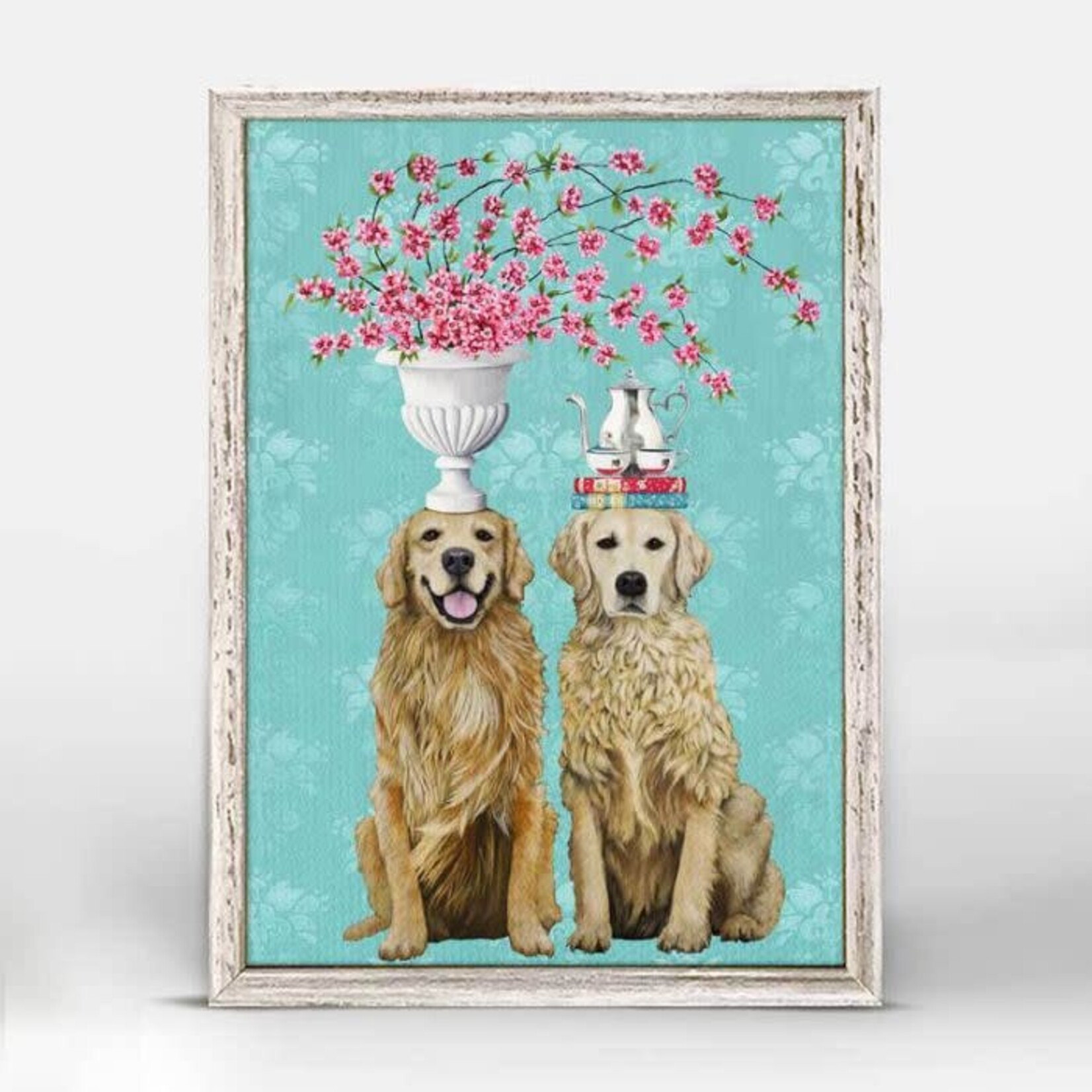 m. lynne designs aqua golden couple framed canvas