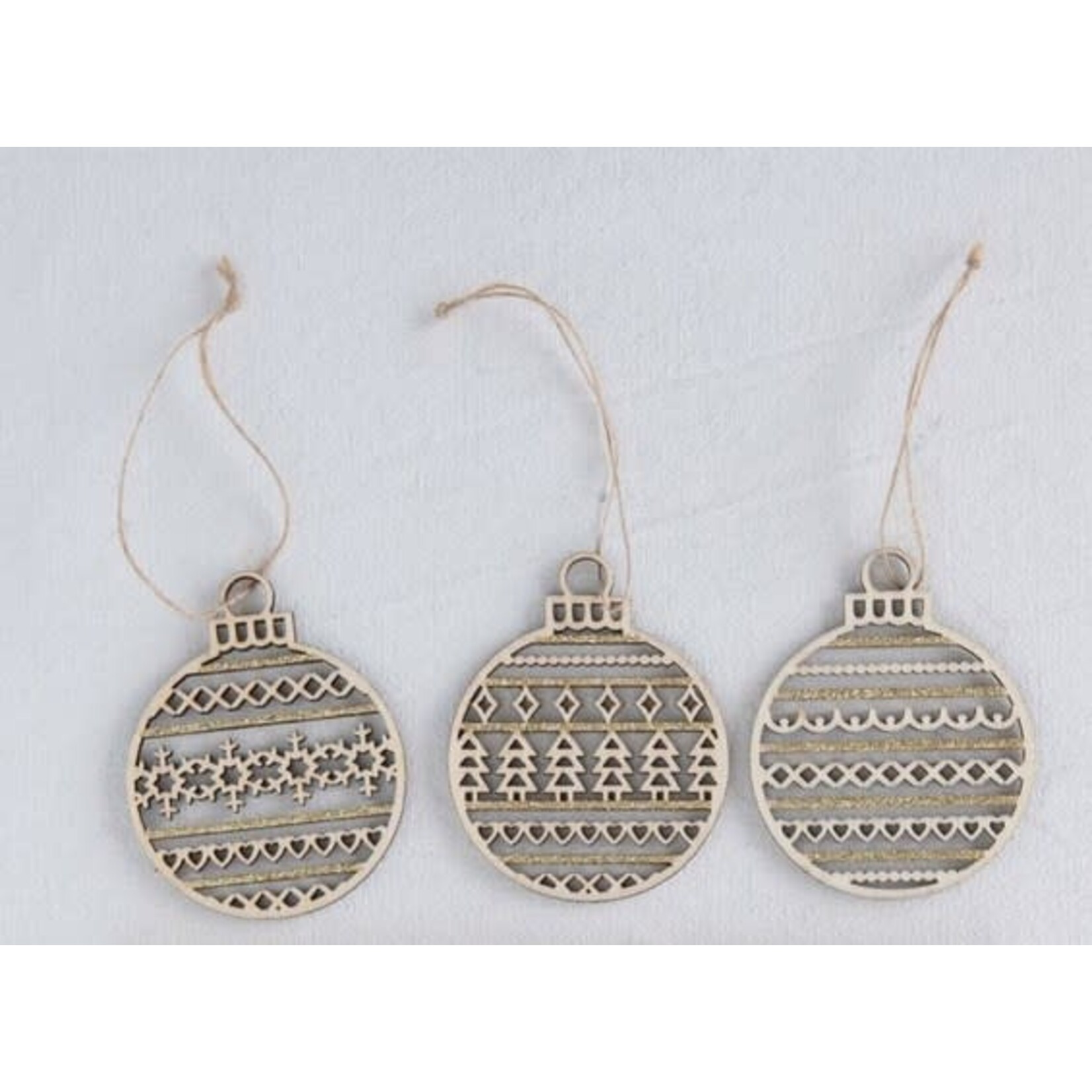 m. lynne designs round laser cut wood ornament