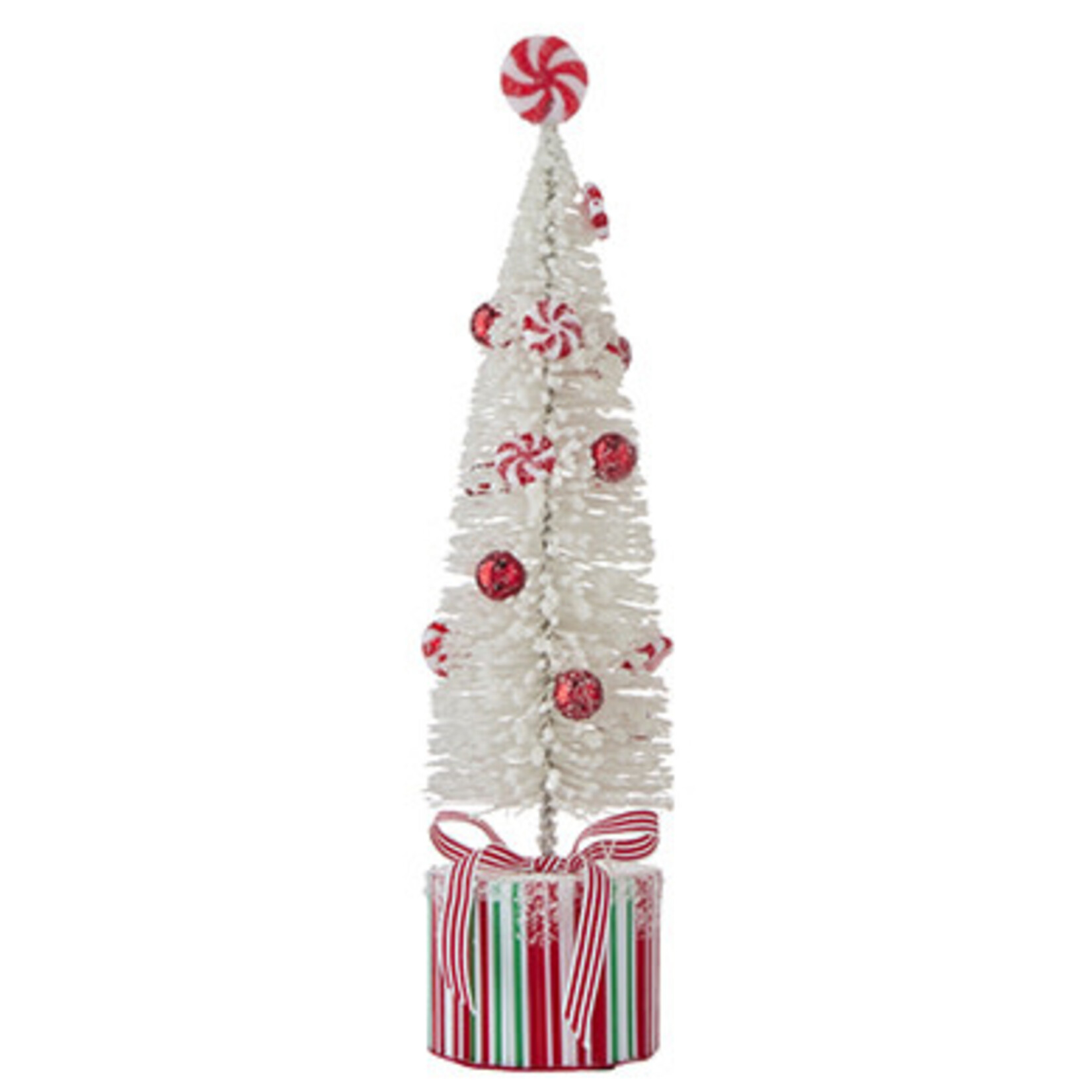 m. lynne designs peppermint bottlebrush tree on present