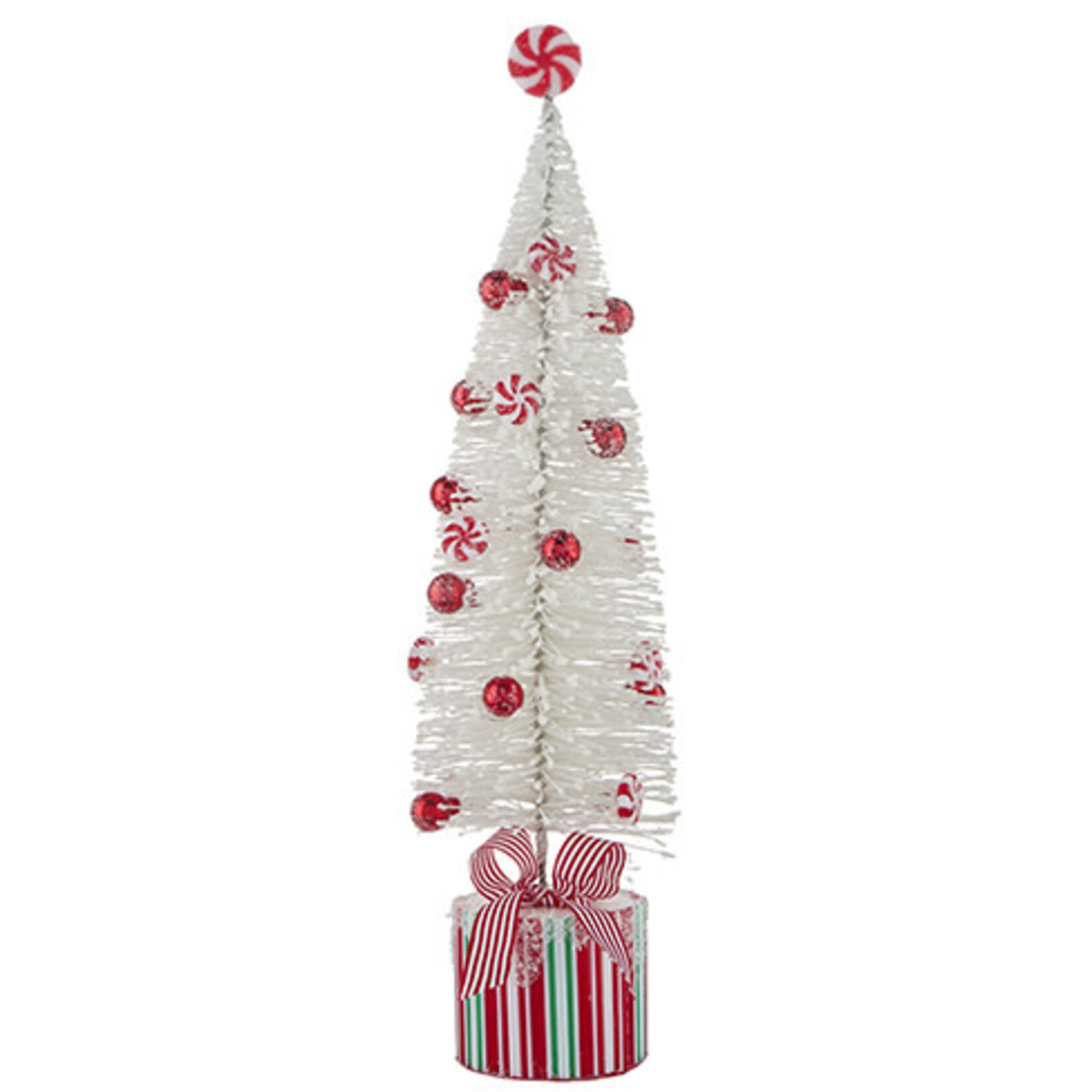 m. lynne designs peppermint bottlebrush tree on present