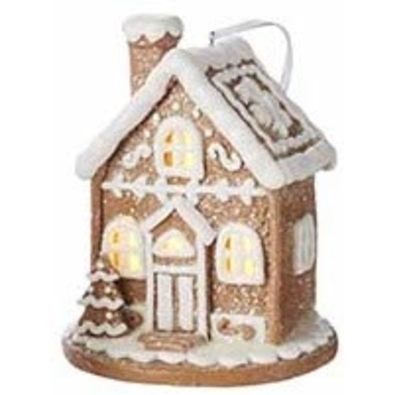 m. lynne designs white icing lighted gingerbread house ornament