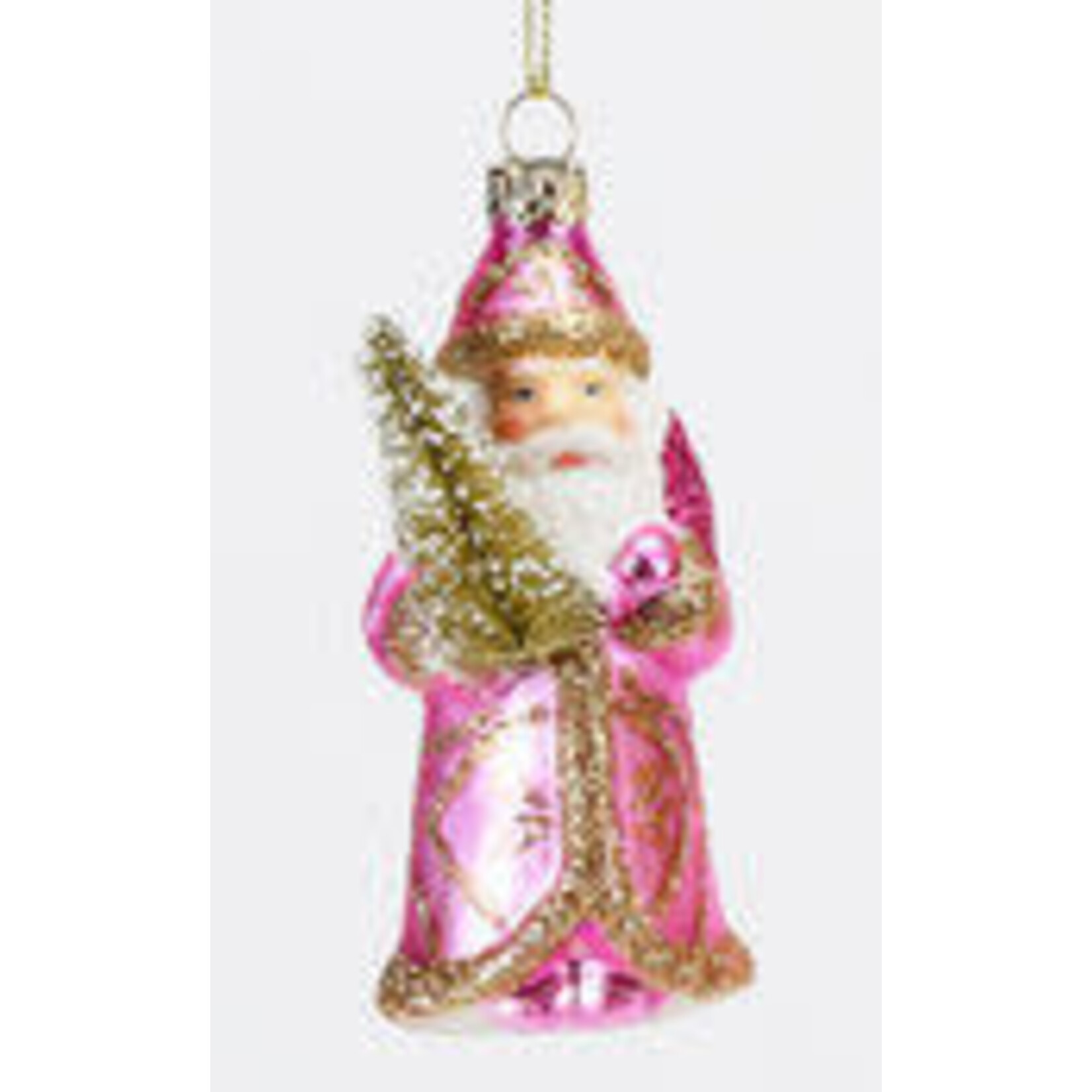 m. lynne designs santa with tree glass ornament