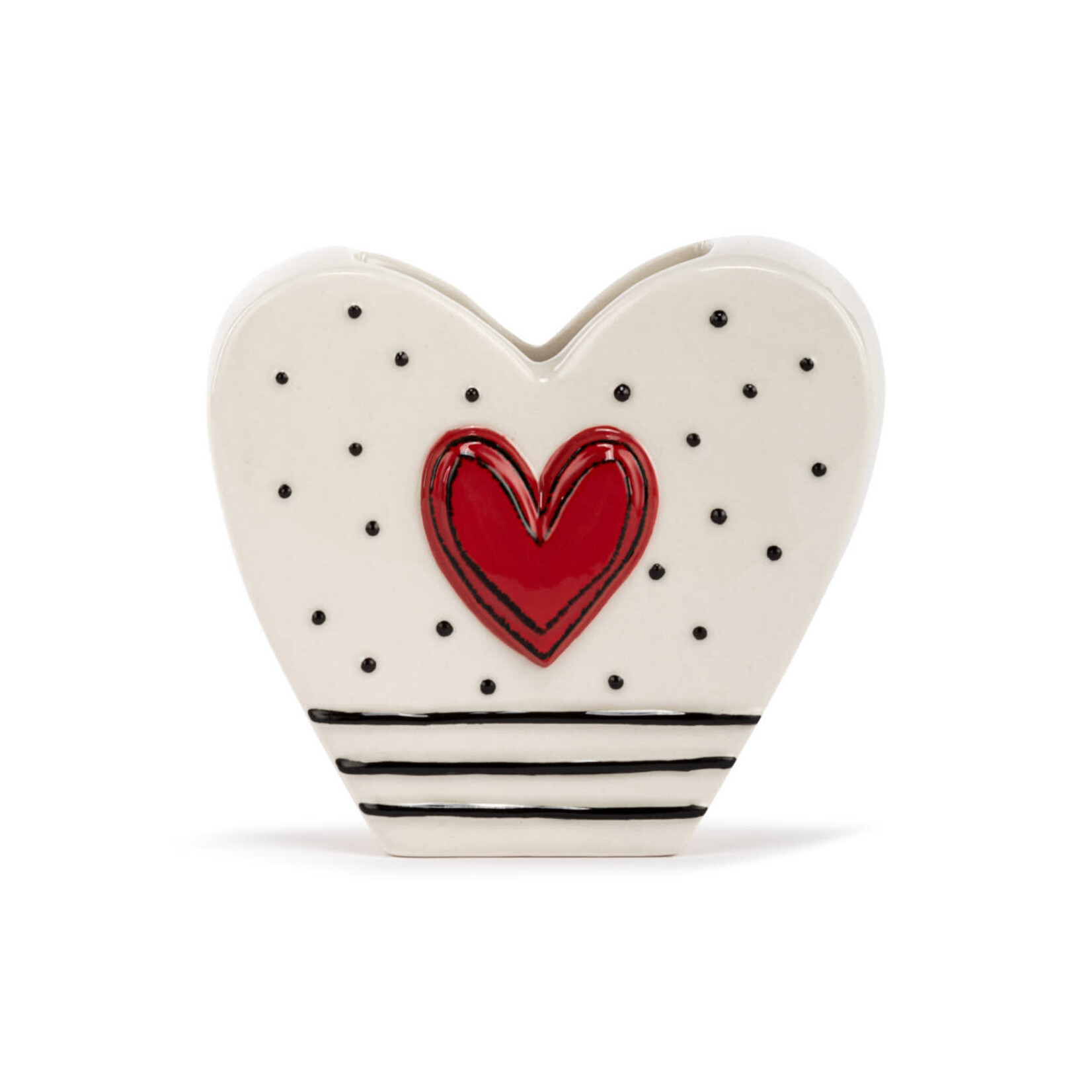 m. lynne designs dots and stripes heart shaped vase
