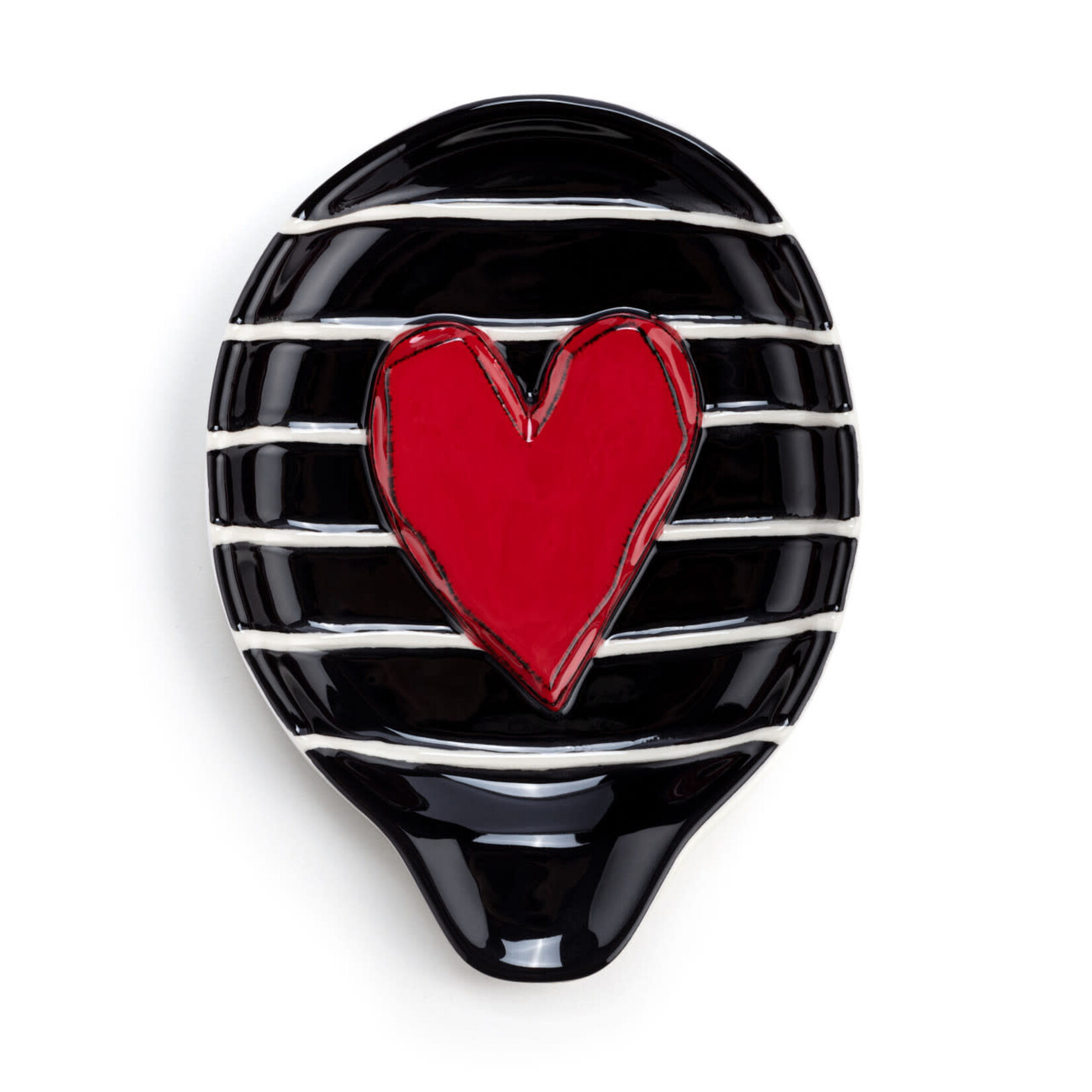 m. lynne designs red heart and black stripes spoon rest