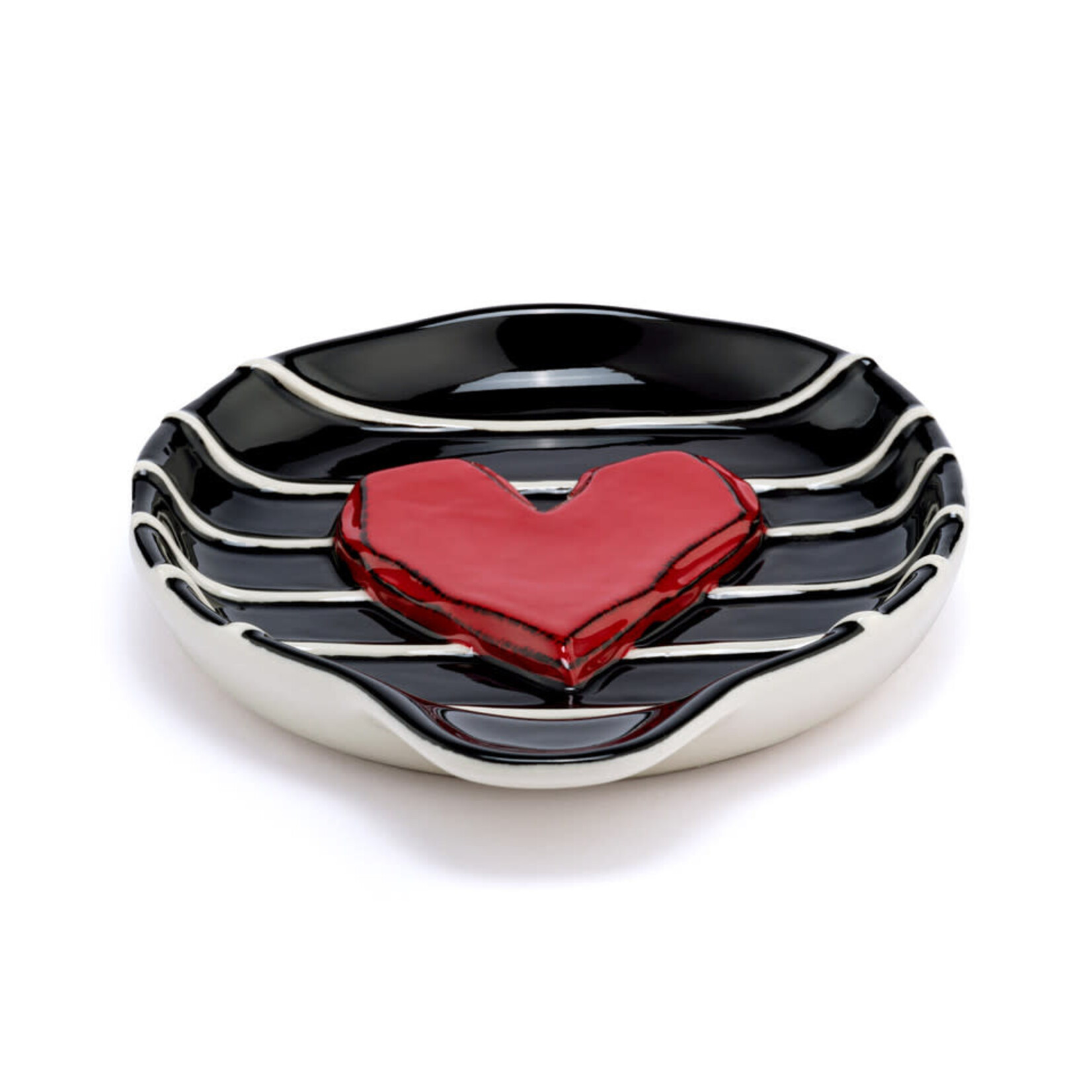 m. lynne designs red heart and black stripes spoon rest