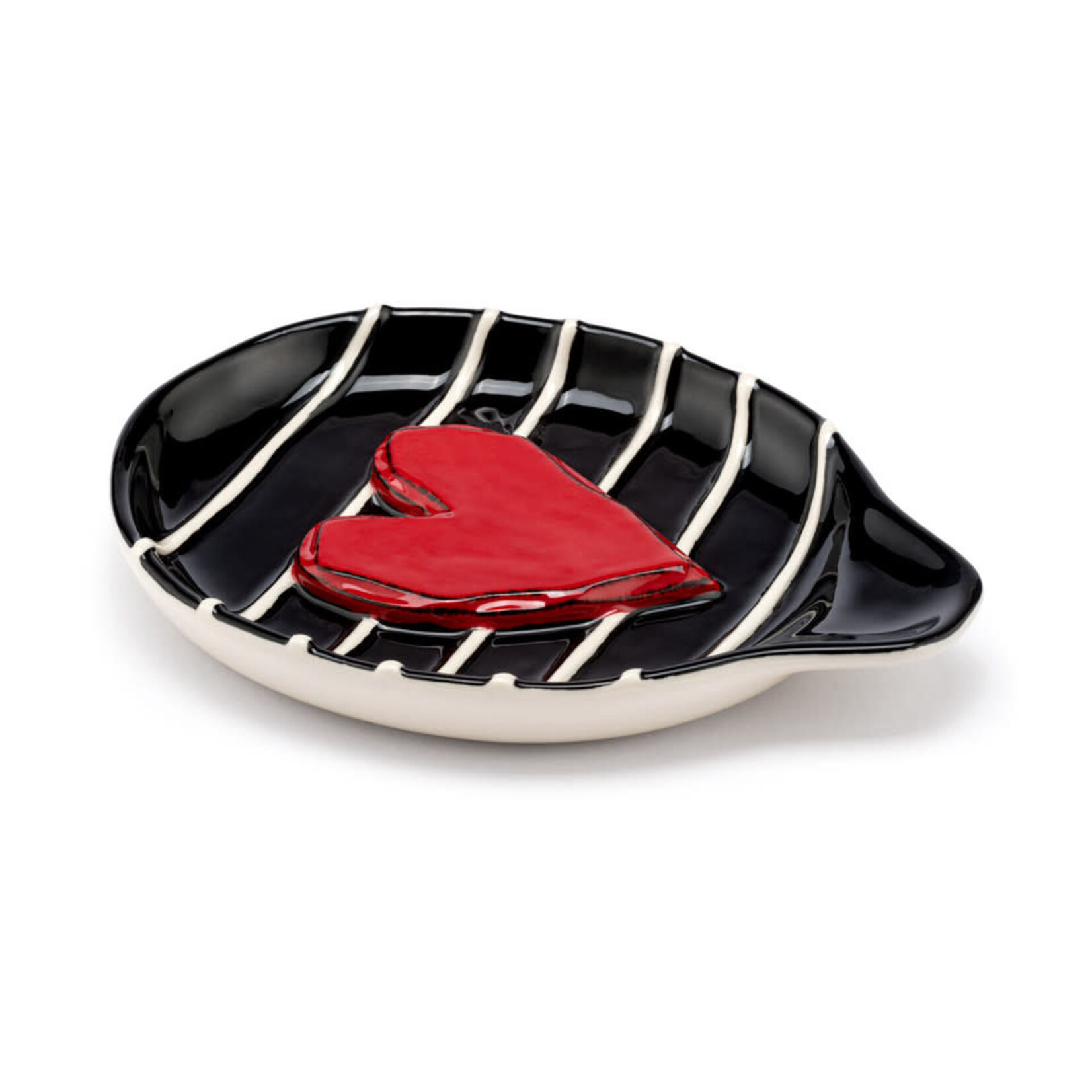 m. lynne designs red heart and black stripes spoon rest