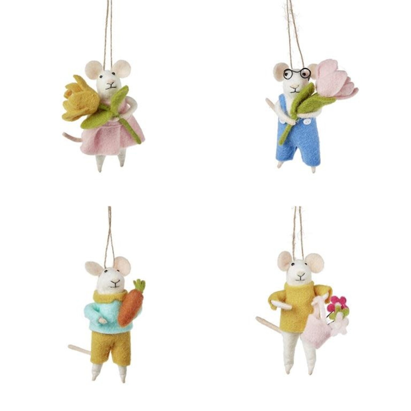 m. lynne designs felt mouse ornament with flowers