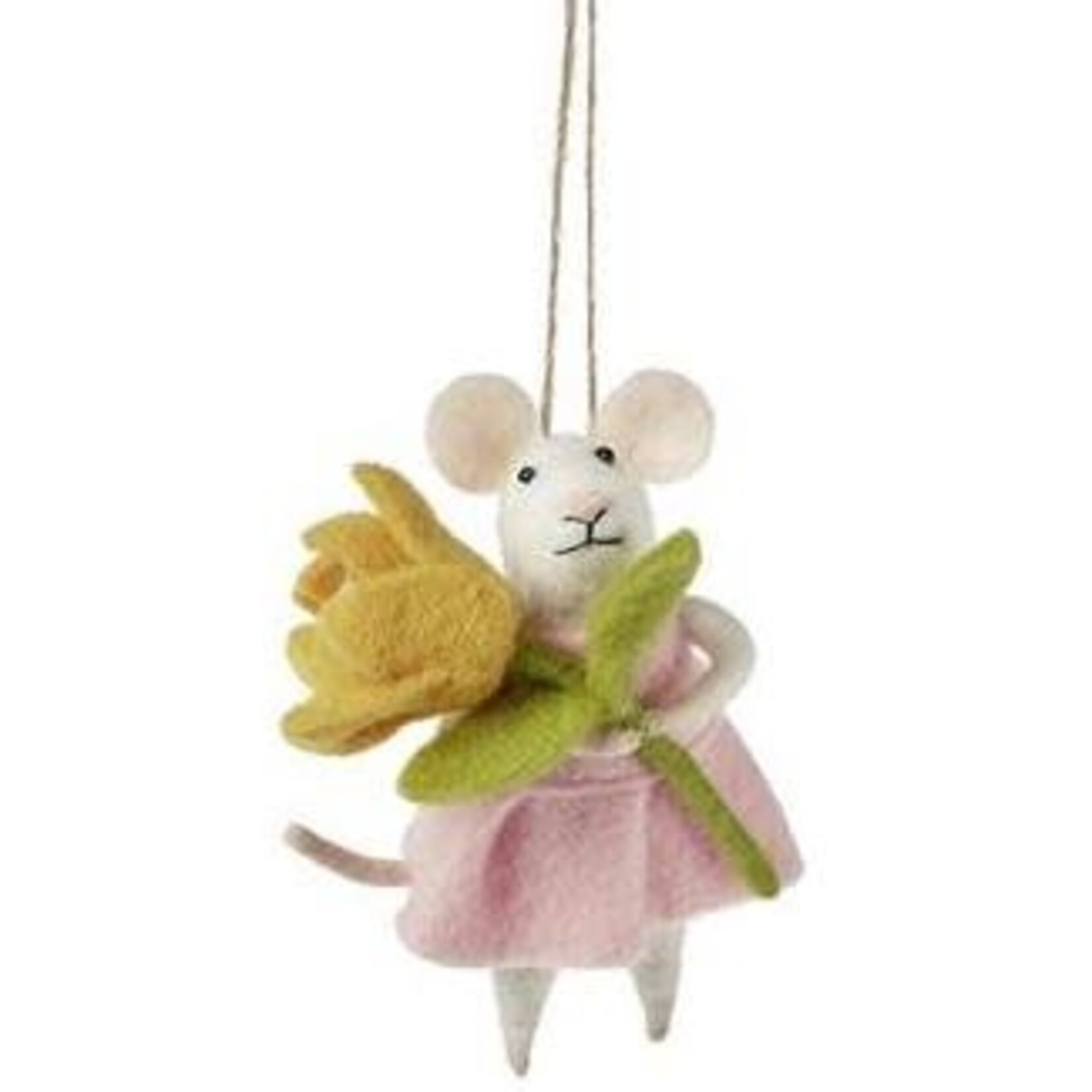 m. lynne designs felt mouse ornament with flowers