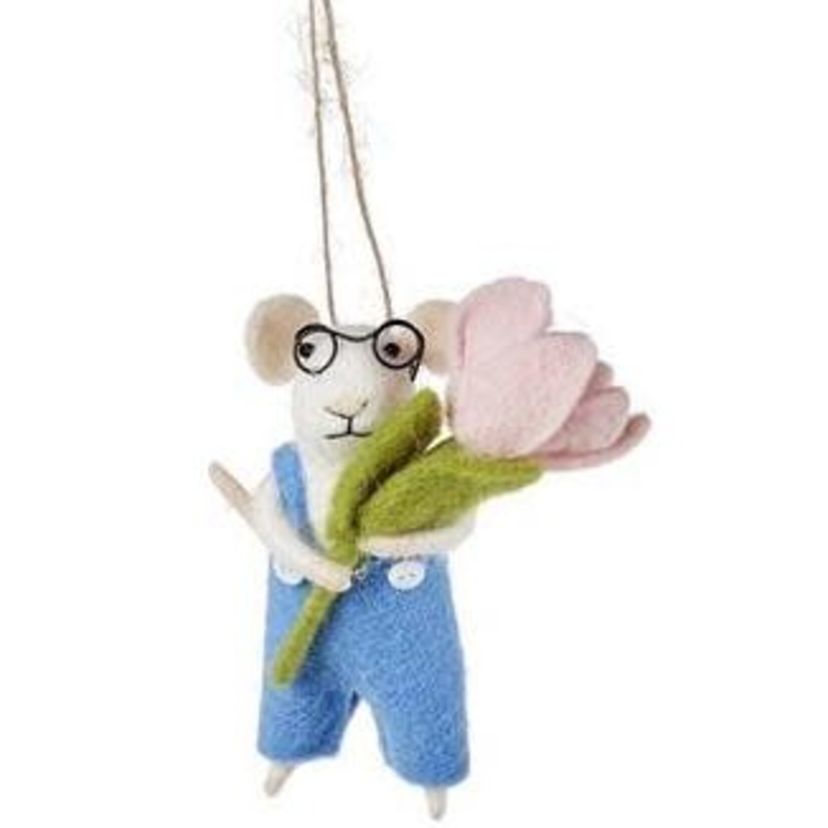 m. lynne designs felt mouse ornament with flowers