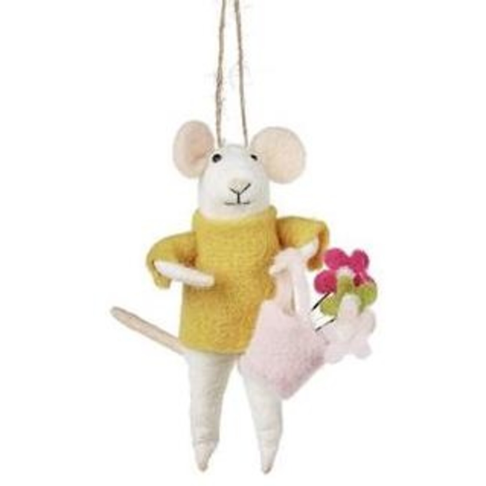 m. lynne designs felt mouse ornament with flowers