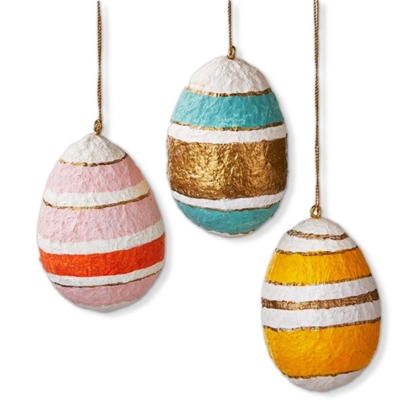 m. lynne designs paper mache striped egg ornament