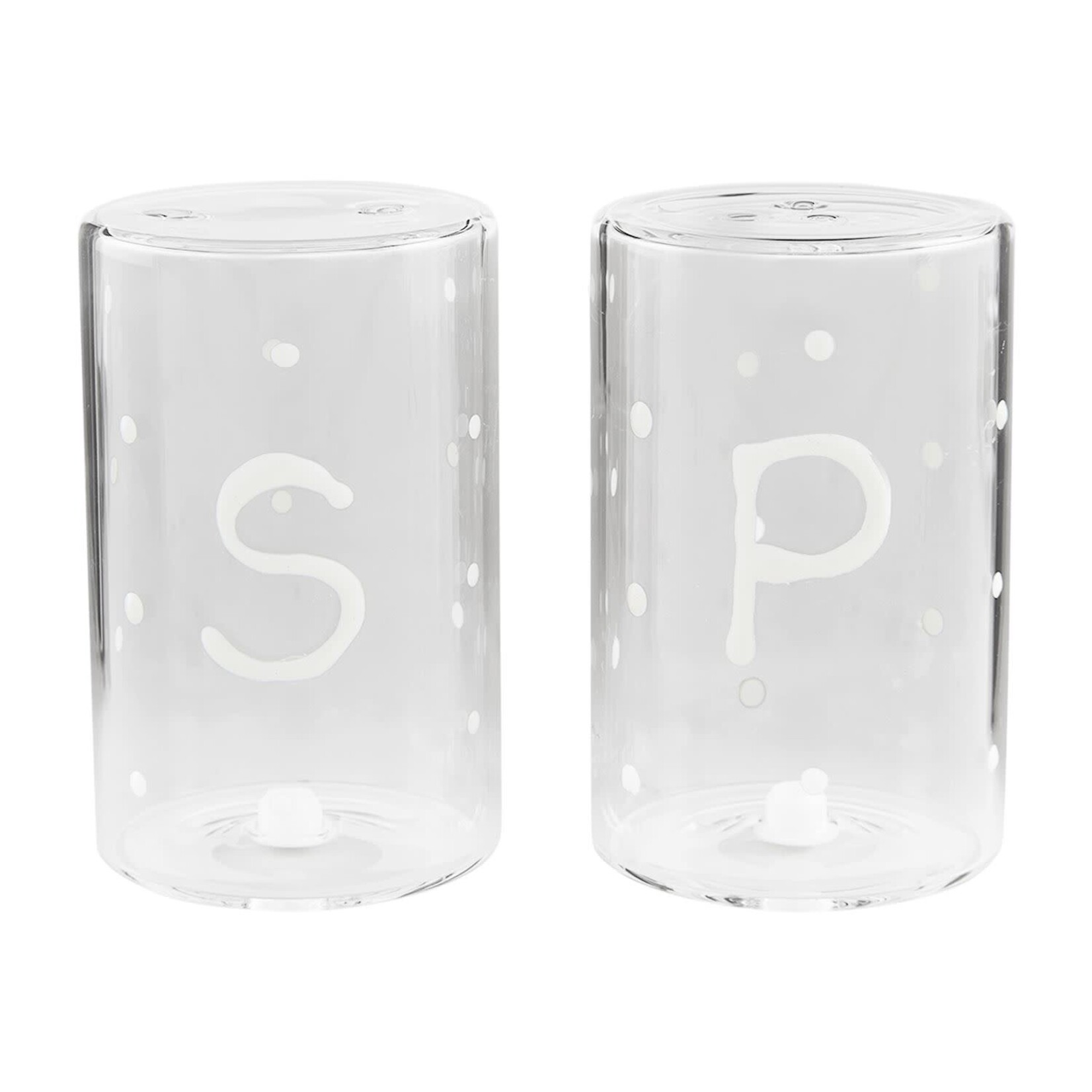 mud pie happy glass dots salt & pepper set