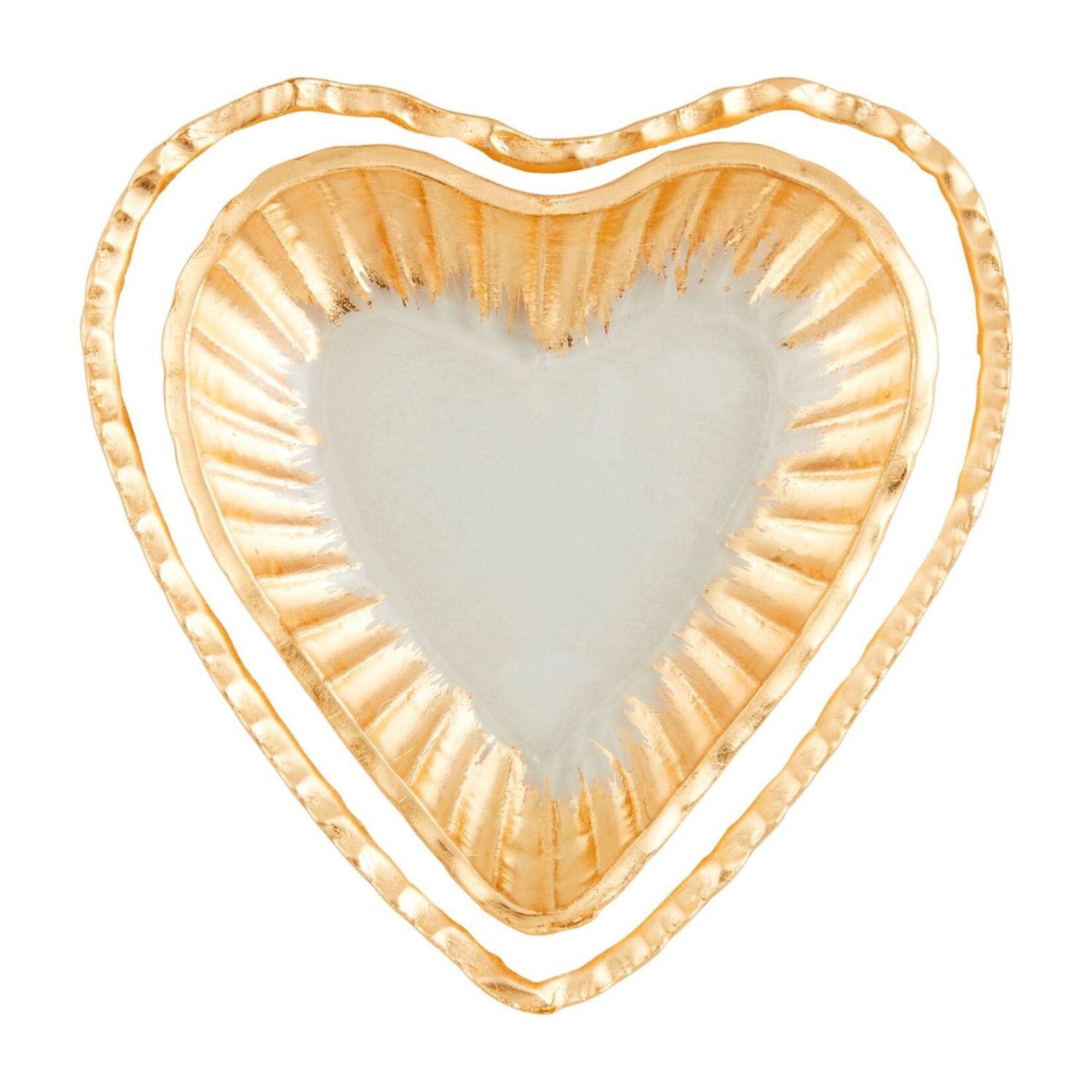 mud pie glass heart tray set with gold