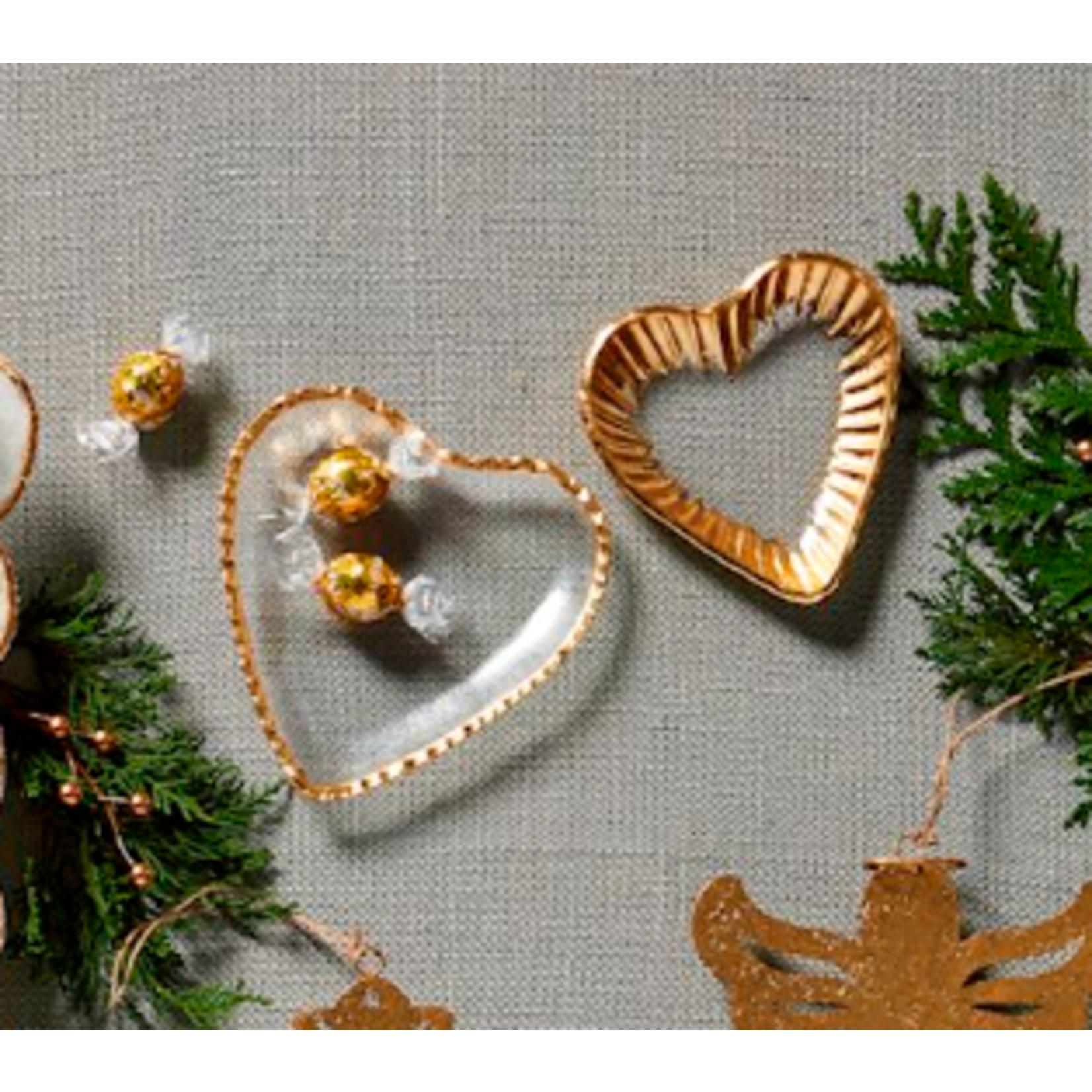 mud pie glass heart tray set with gold