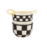 mud pie black & white check tidbit set