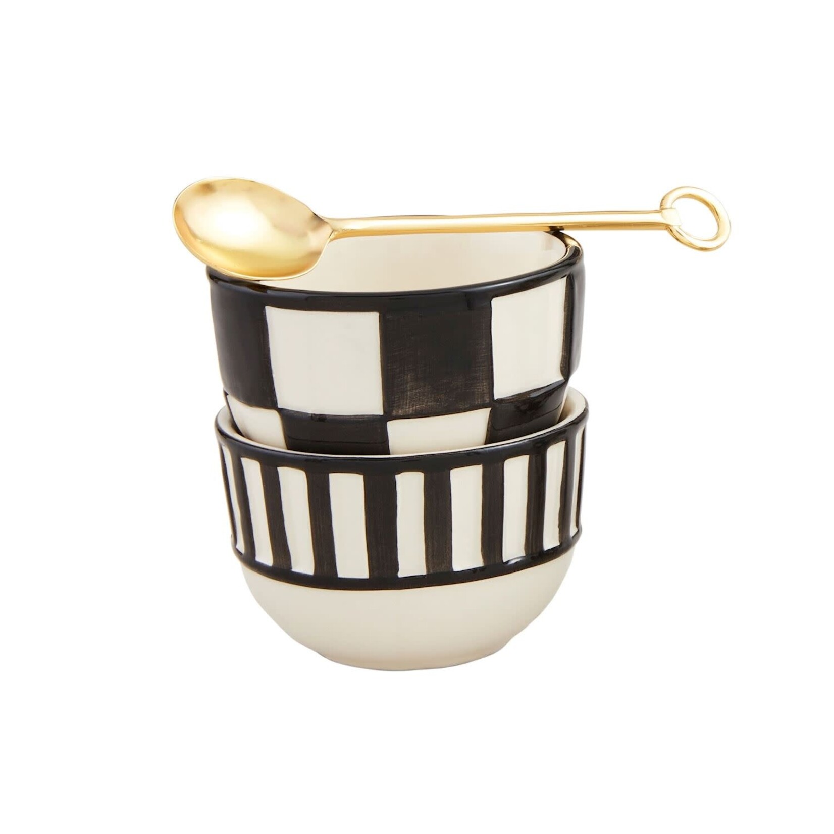 mud pie black & white stripe tidbit set