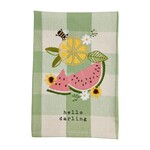 mud pie hello embroidered tea towel