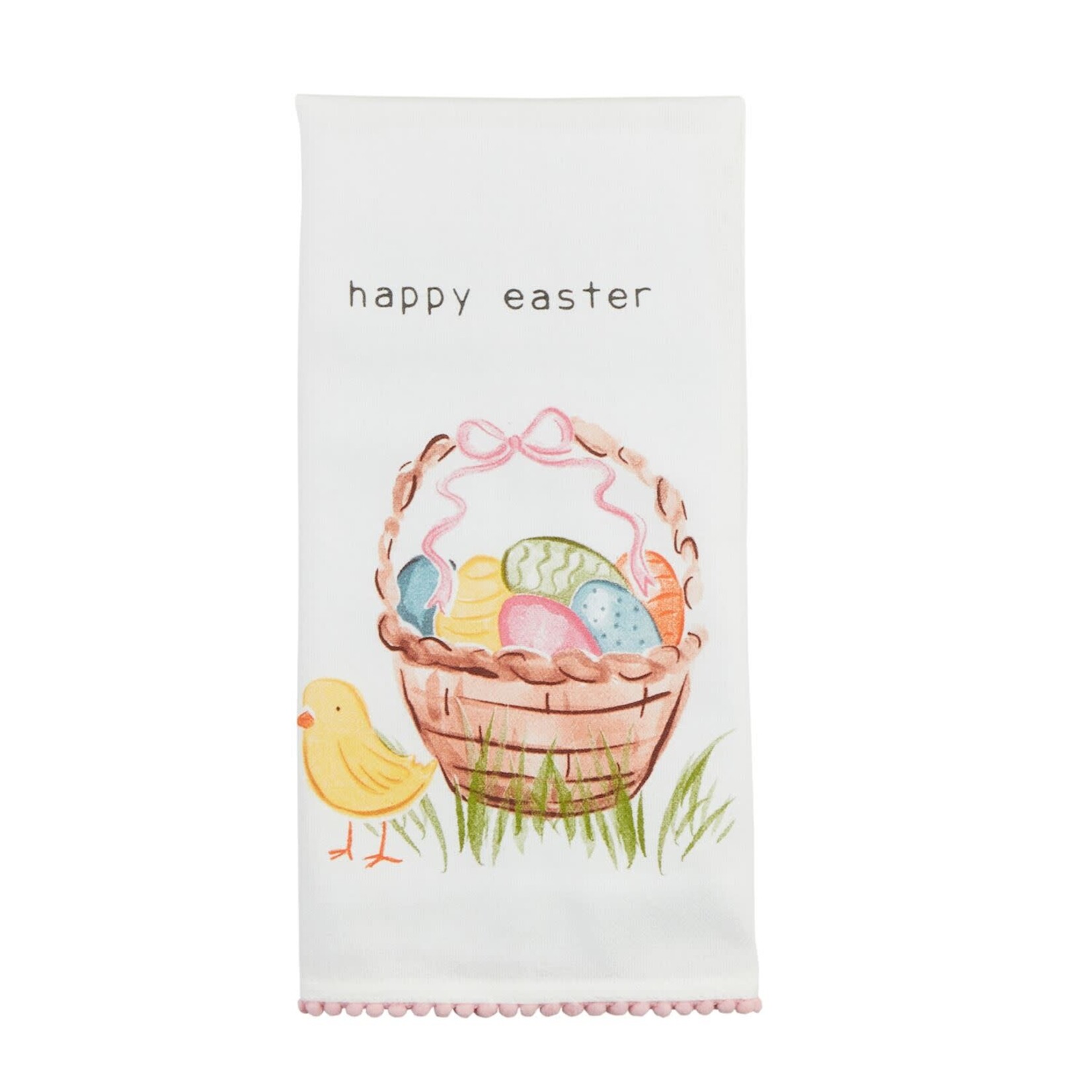 mud pie happy easter with poms tea towel