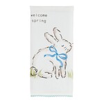 mud pie welcome spring bunny with poms tea towel