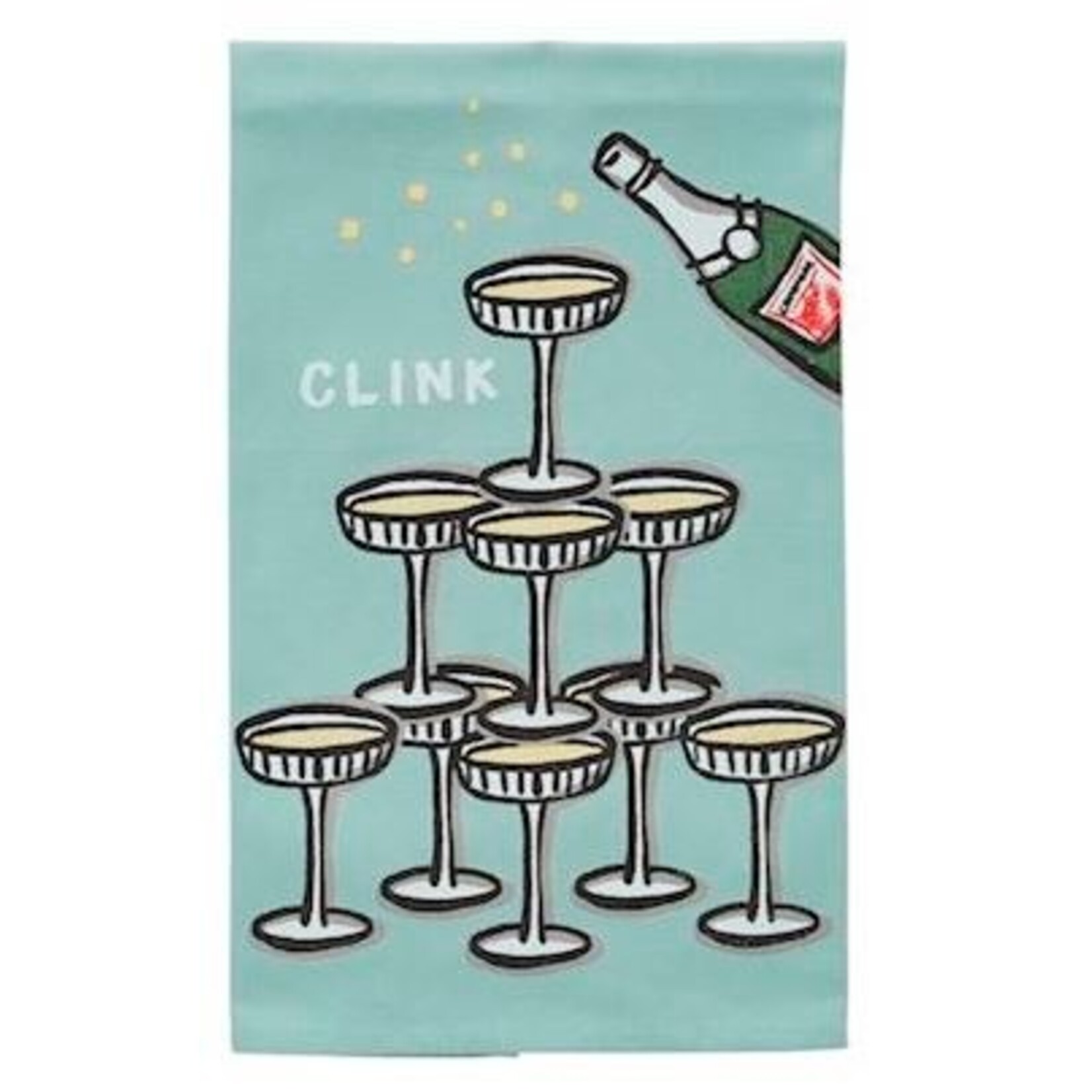 mud pie clink pour glasses tea towel