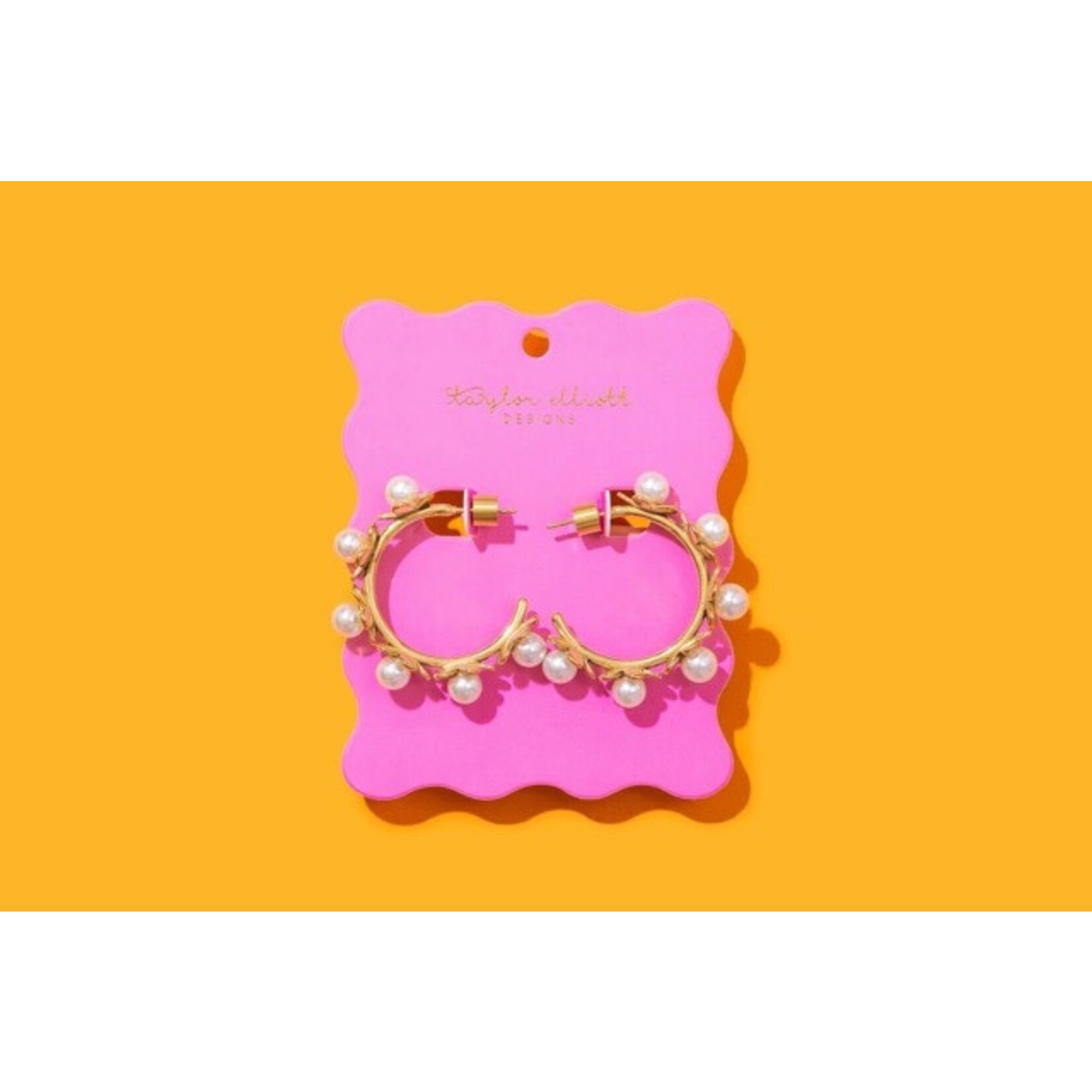 taylor elliott designs kali pearl hoop with flowers earring