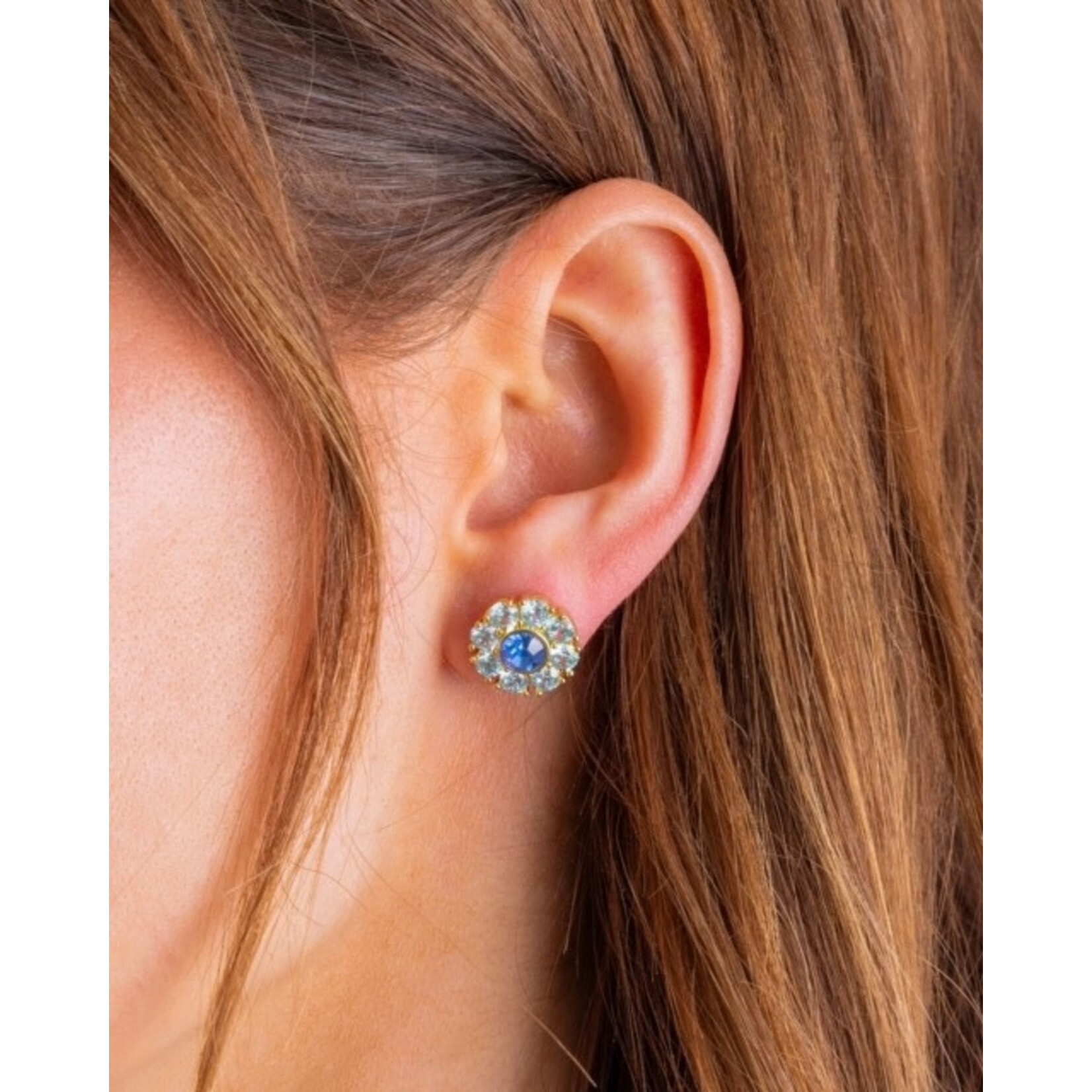 taylor elliott designs caroline flower blue earring