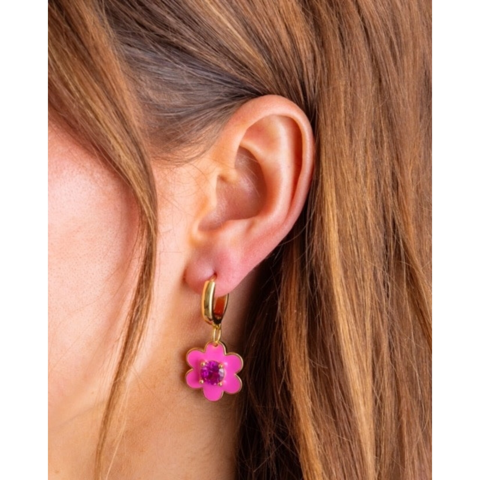 taylor elliott designs lucy pink flower earring