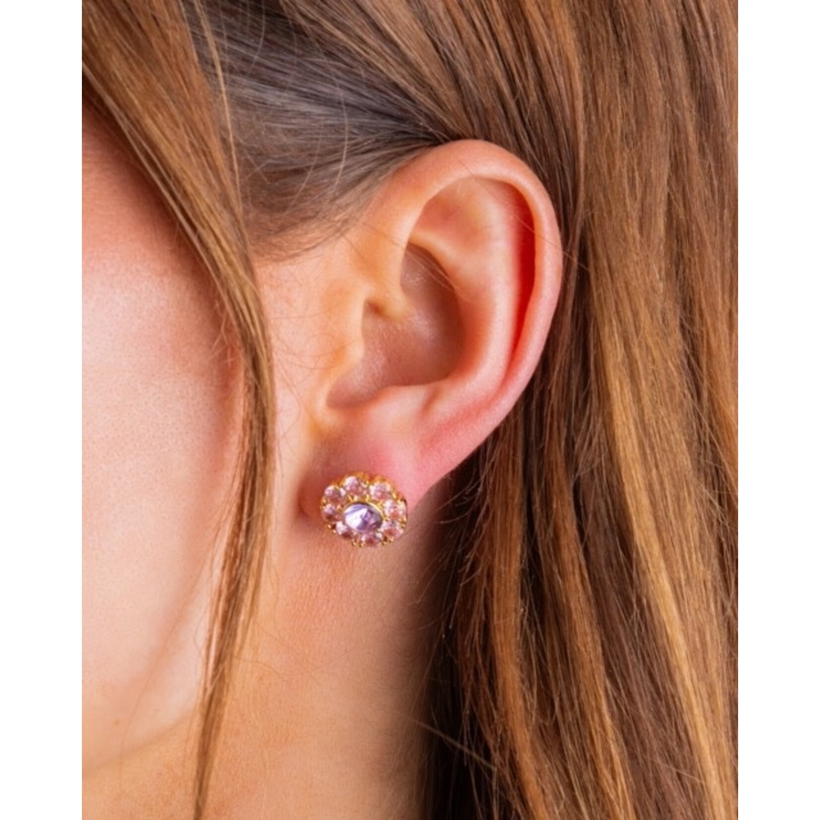 taylor elliott designs caroline flower purple earring
