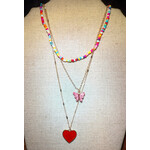 m. lynne designs multi-layer beaded necklace with butterfly and heart
