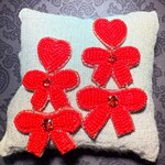 m. lynne designs red bead earring with heart and bows