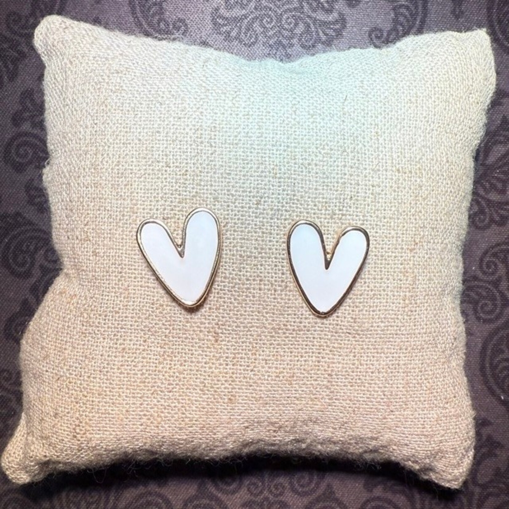 m. lynne designs white enamel heart earring