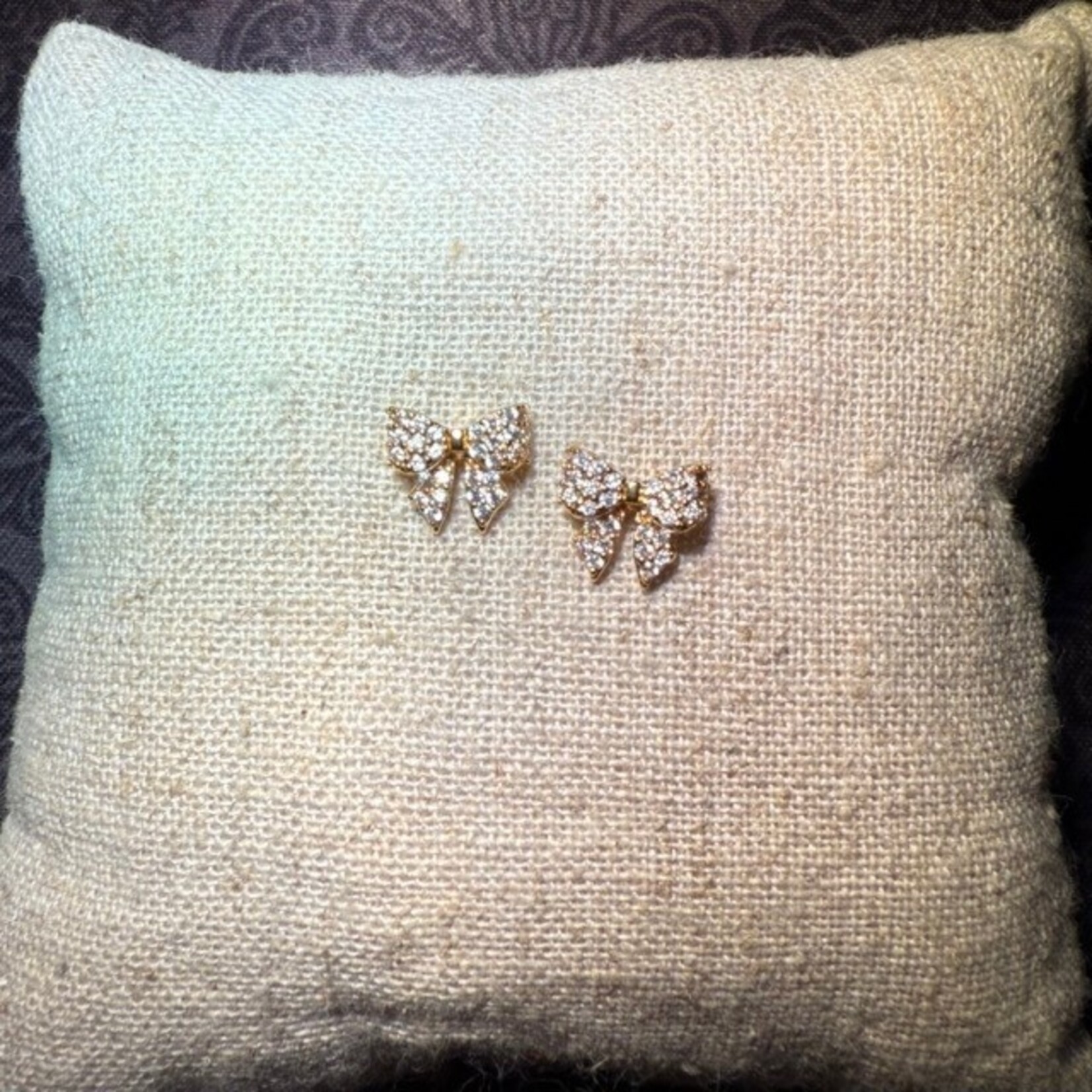 m. lynne designs earring, gold dipped small sparkly bow