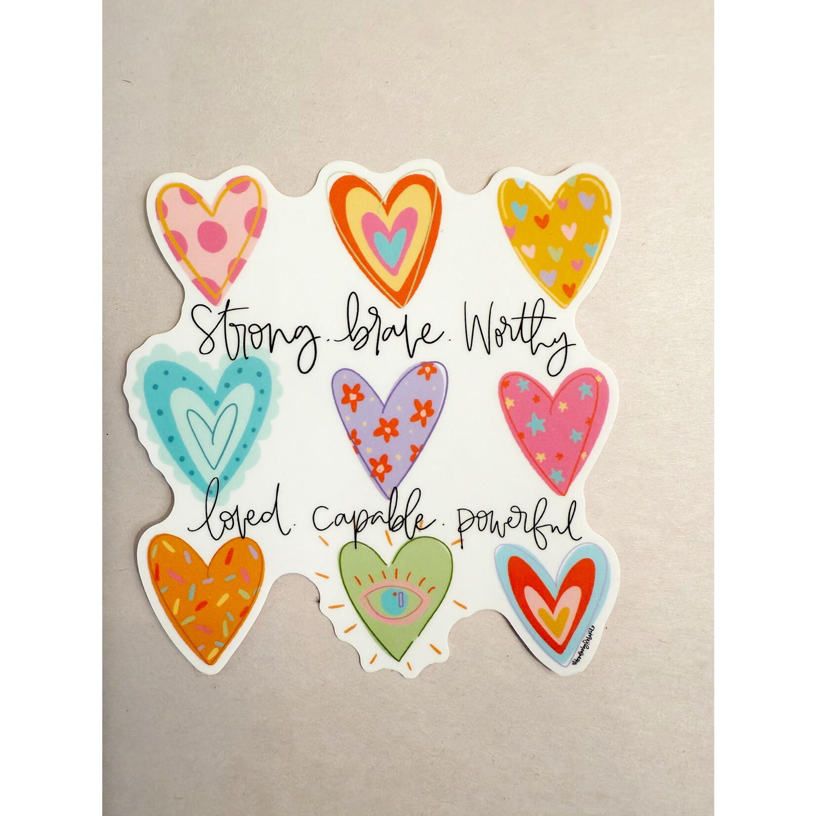 m. lynne designs heart affirmations sticker