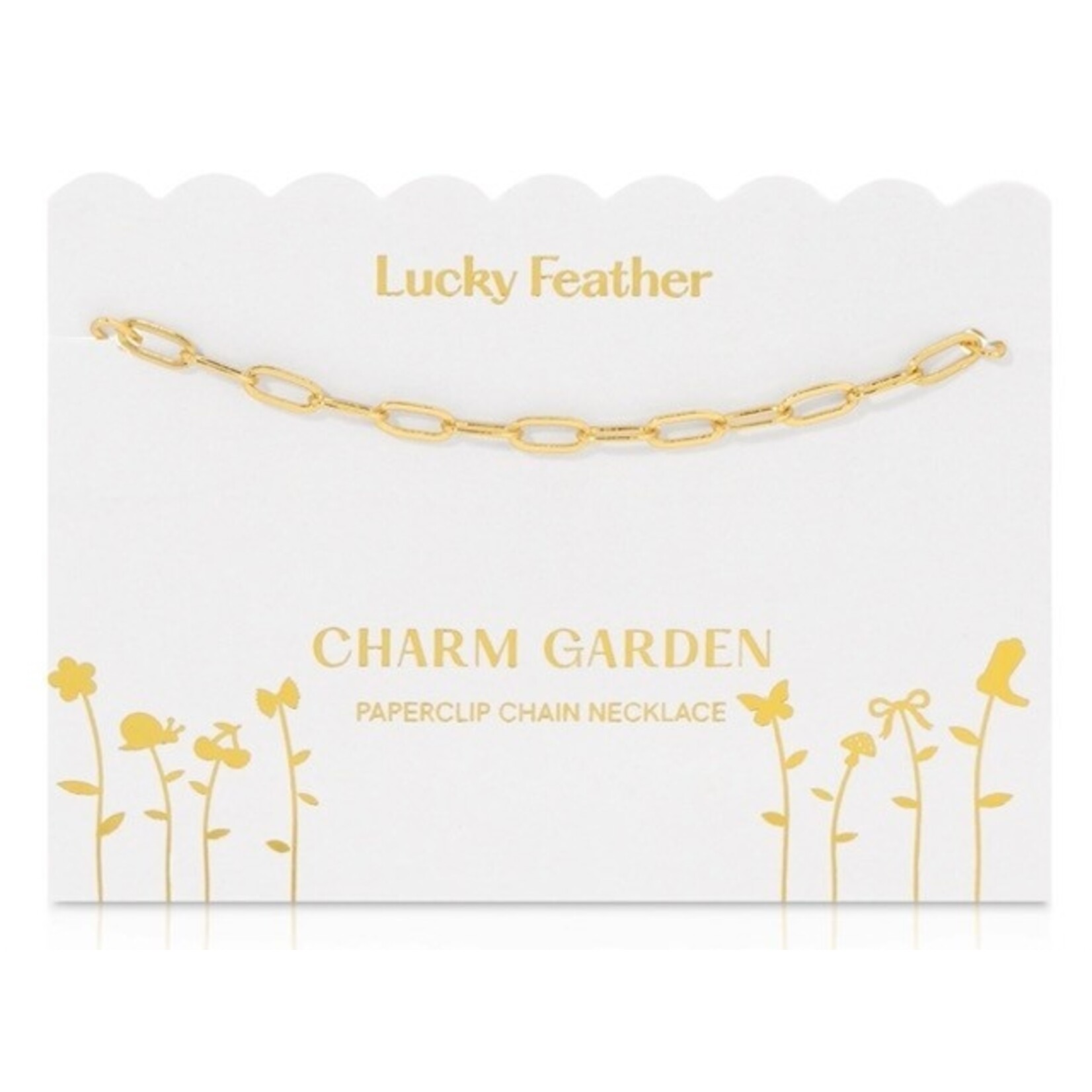 lucky feather gold paperclip chain necklace