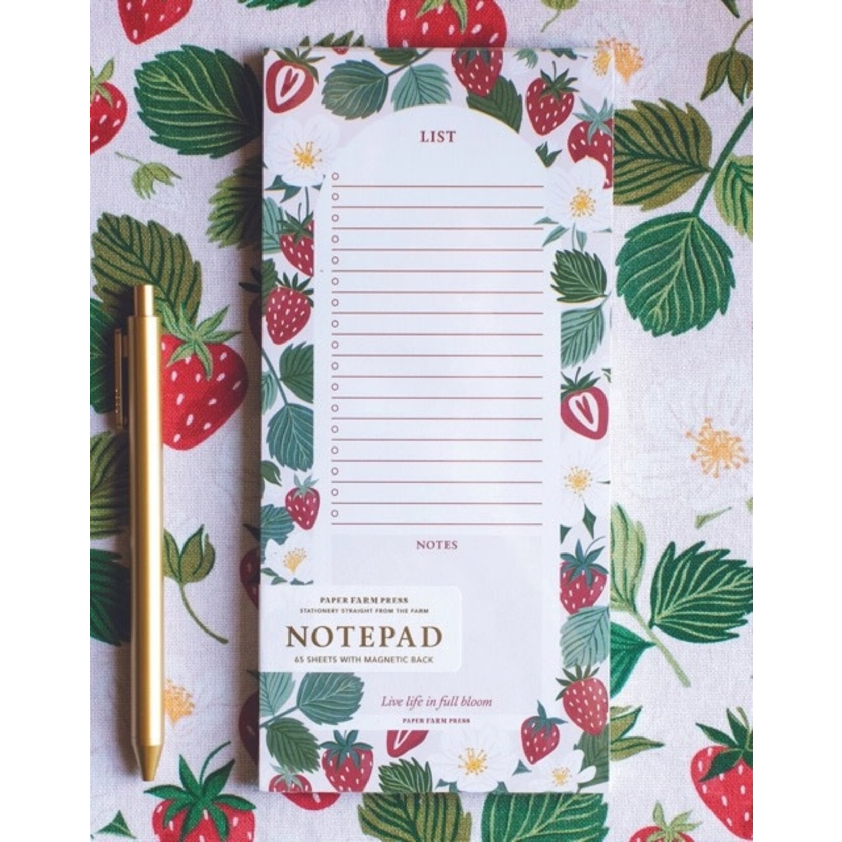 m. lynne designs strawberry patch market list notepad