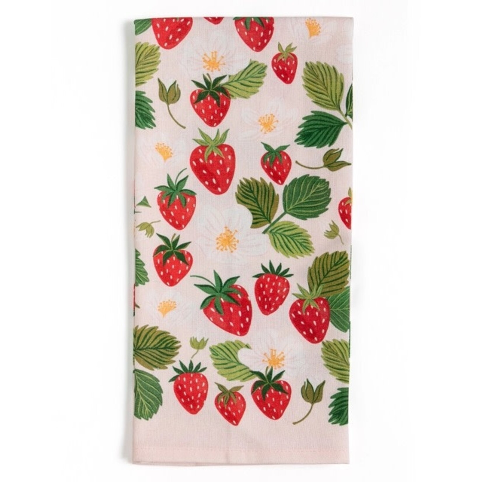 m. lynne designs strawberry patch tea towel