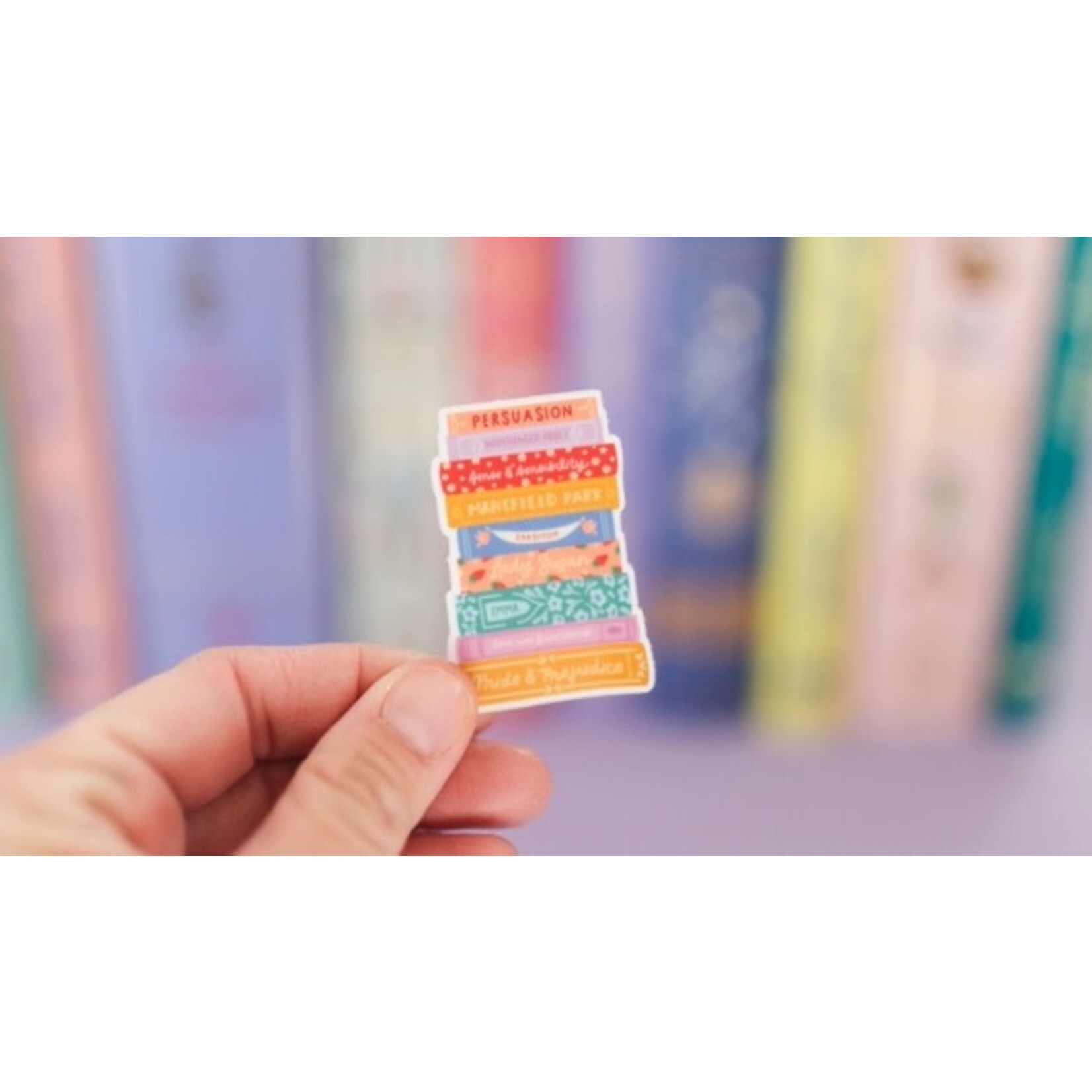 m. lynne designs jane austen book stack sticker