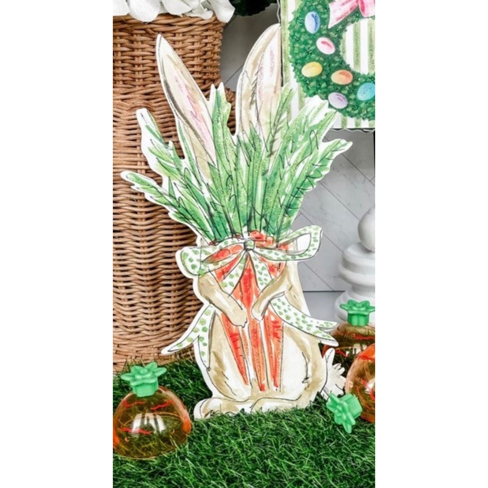 the round top collection beck's shy bunny stake with carrots
