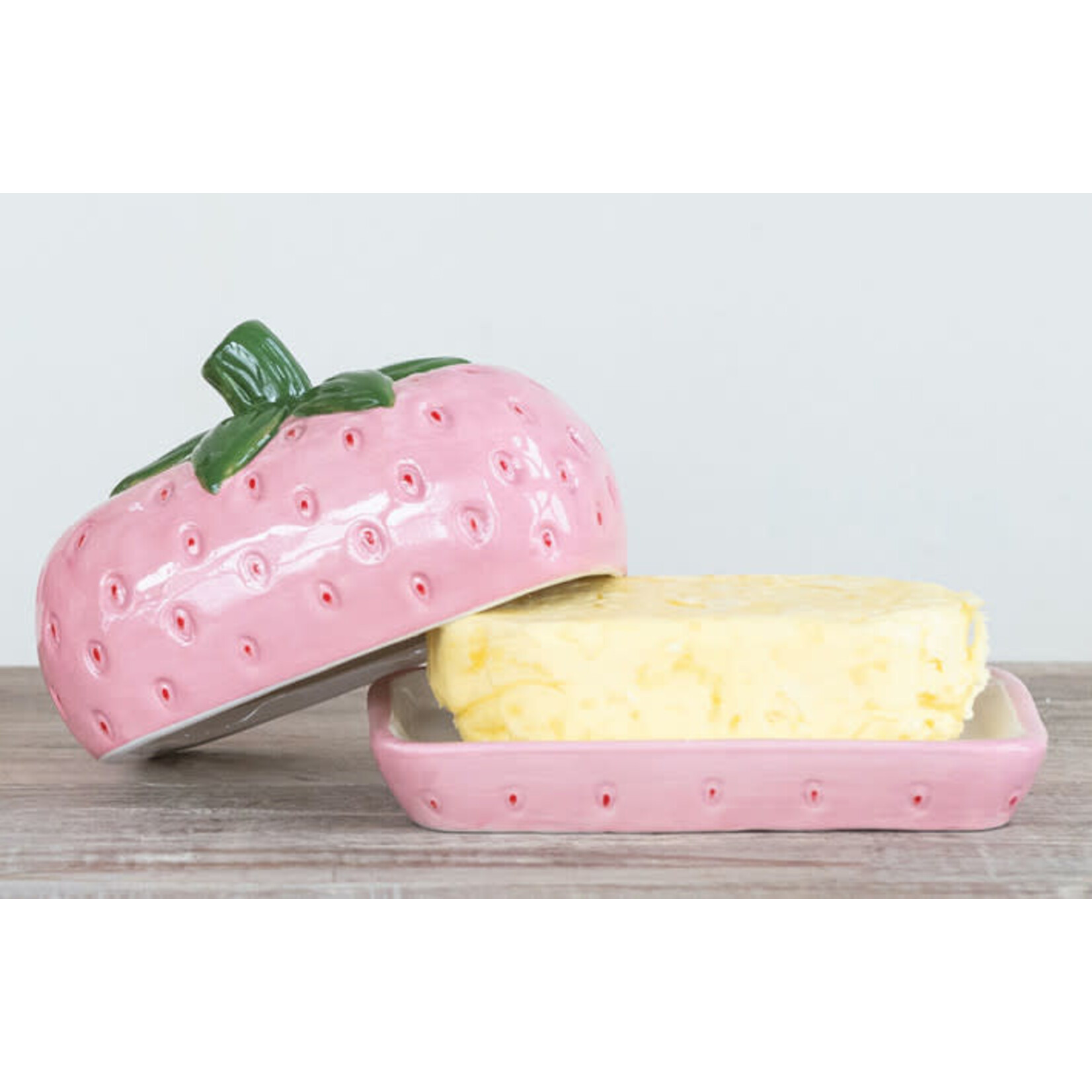 m. lynne designs strawberry butter dish